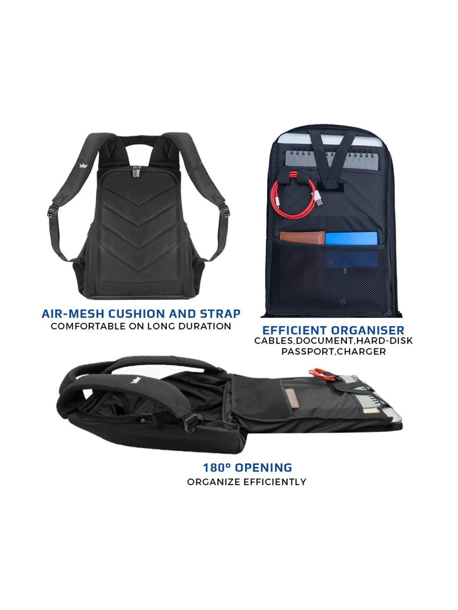 Gods Anti-Theft 22 Ltrs Black Medium Laptop Backpack