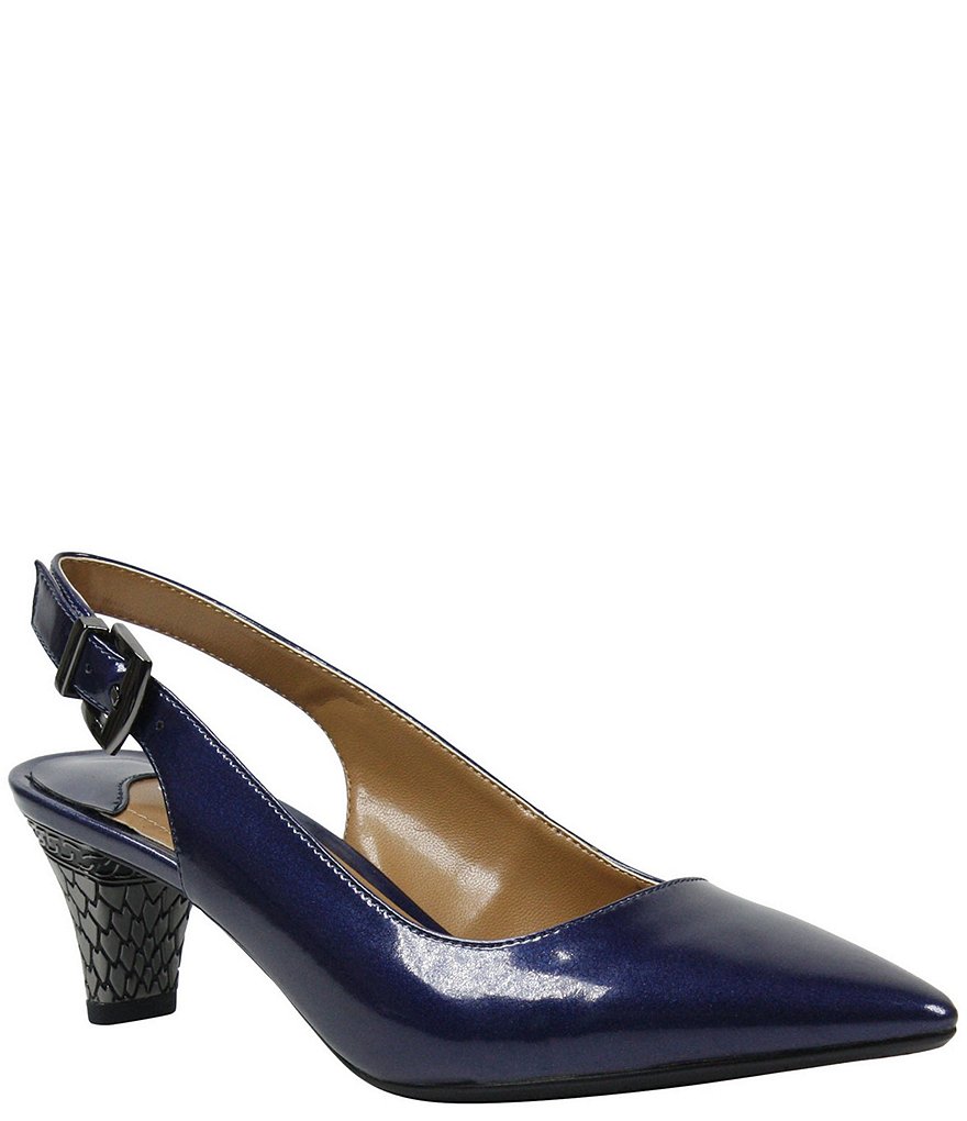 J. Renee Mayetta Slingback Pearlized Patent Dress Metal Heel Pumps