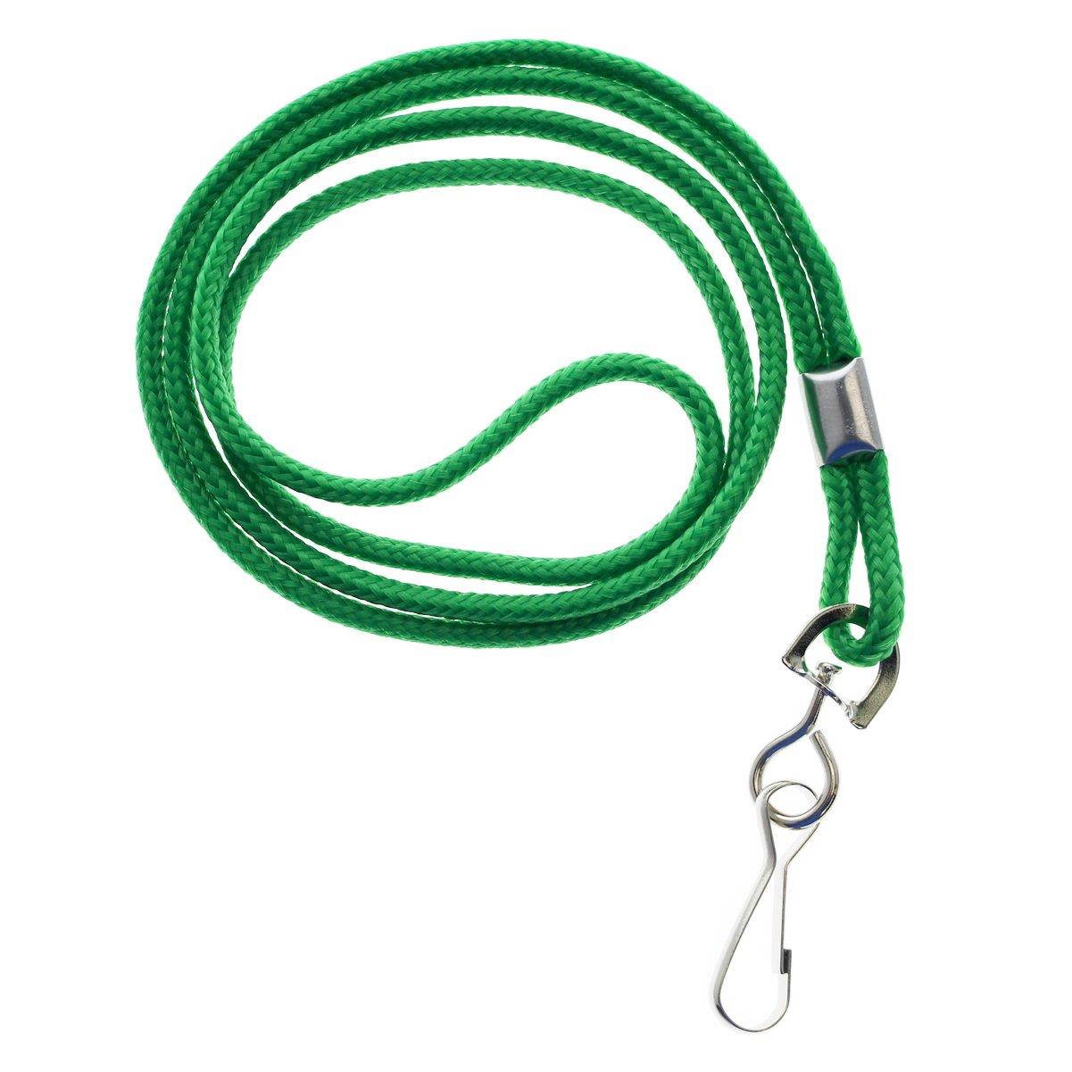 25 Pack - Premium Round ID Badge Neck Lanyards for Card Holders and Name Tags - 36 in Non-Breakaway Heavy Duty Cord & Secure Metal Swivel J Hook Clip by Specialist ID (Green)