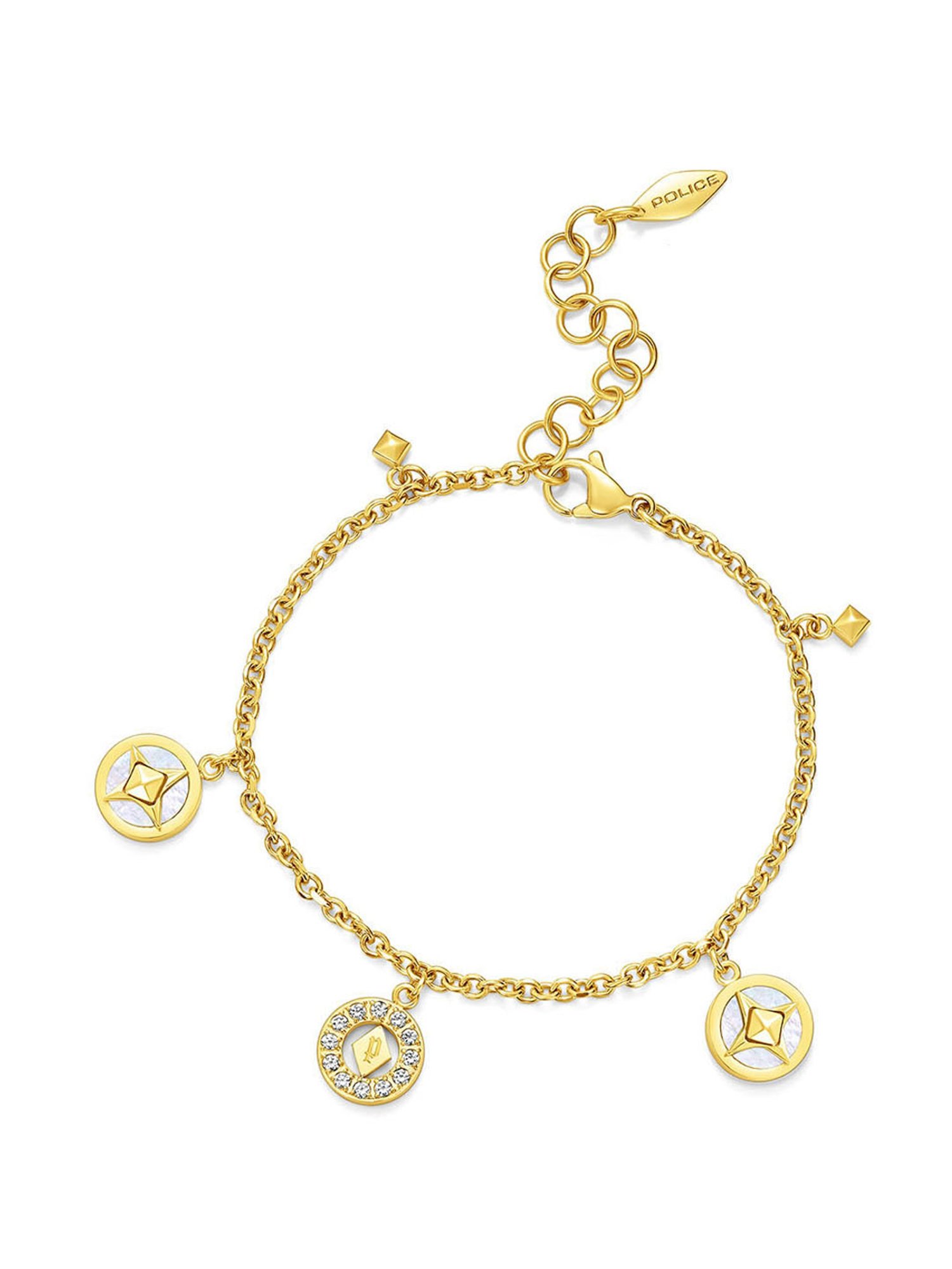 Police Lucky Star Golden & White Flexible Fit Bracelet for Women