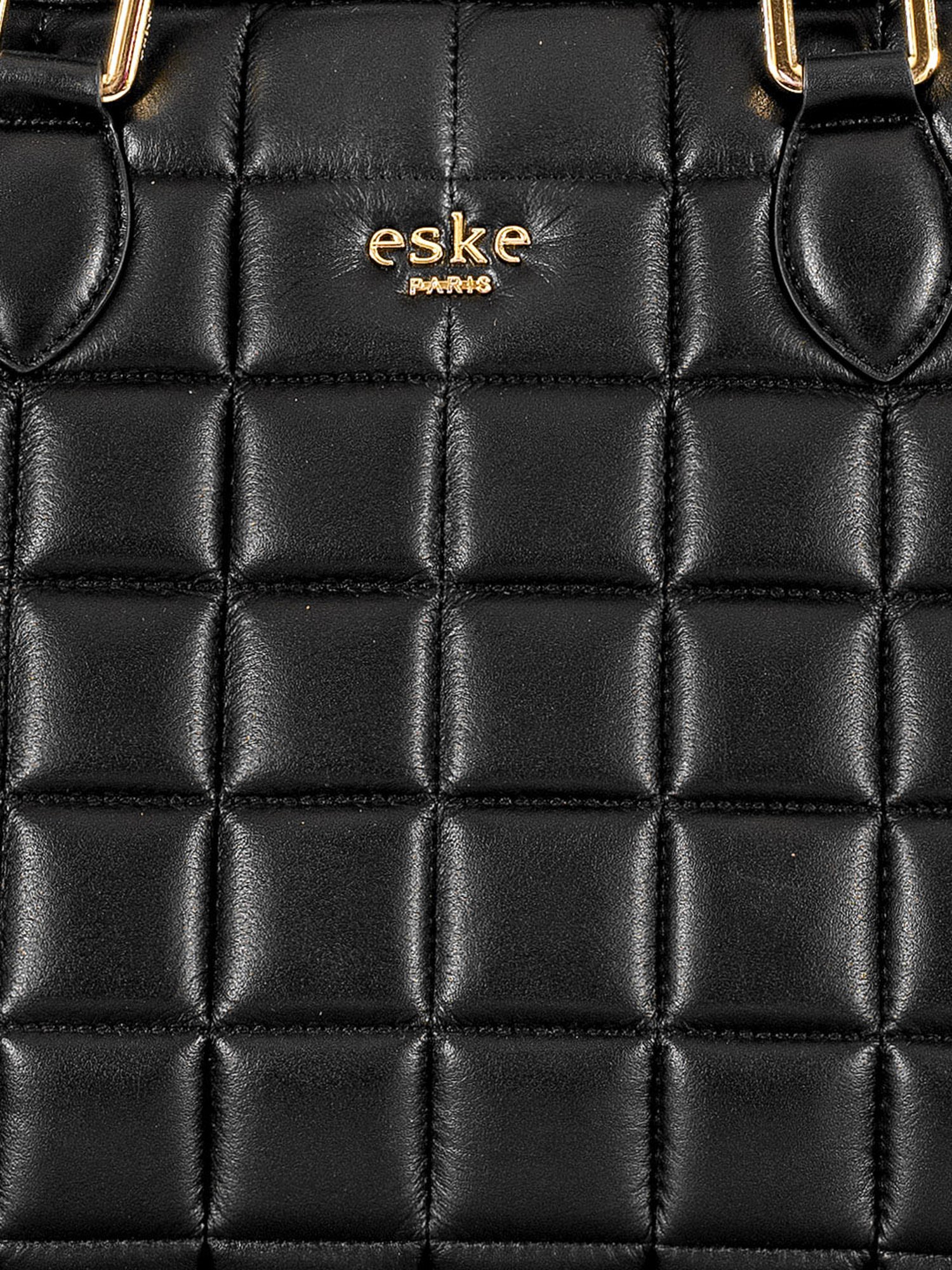Eske Black Quilted Large Tote Handbag
