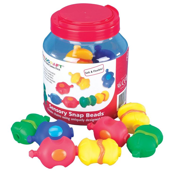 Childcraft Toddler Manipulatives Sensory Snap Beads, Assorted Colors, set of 16