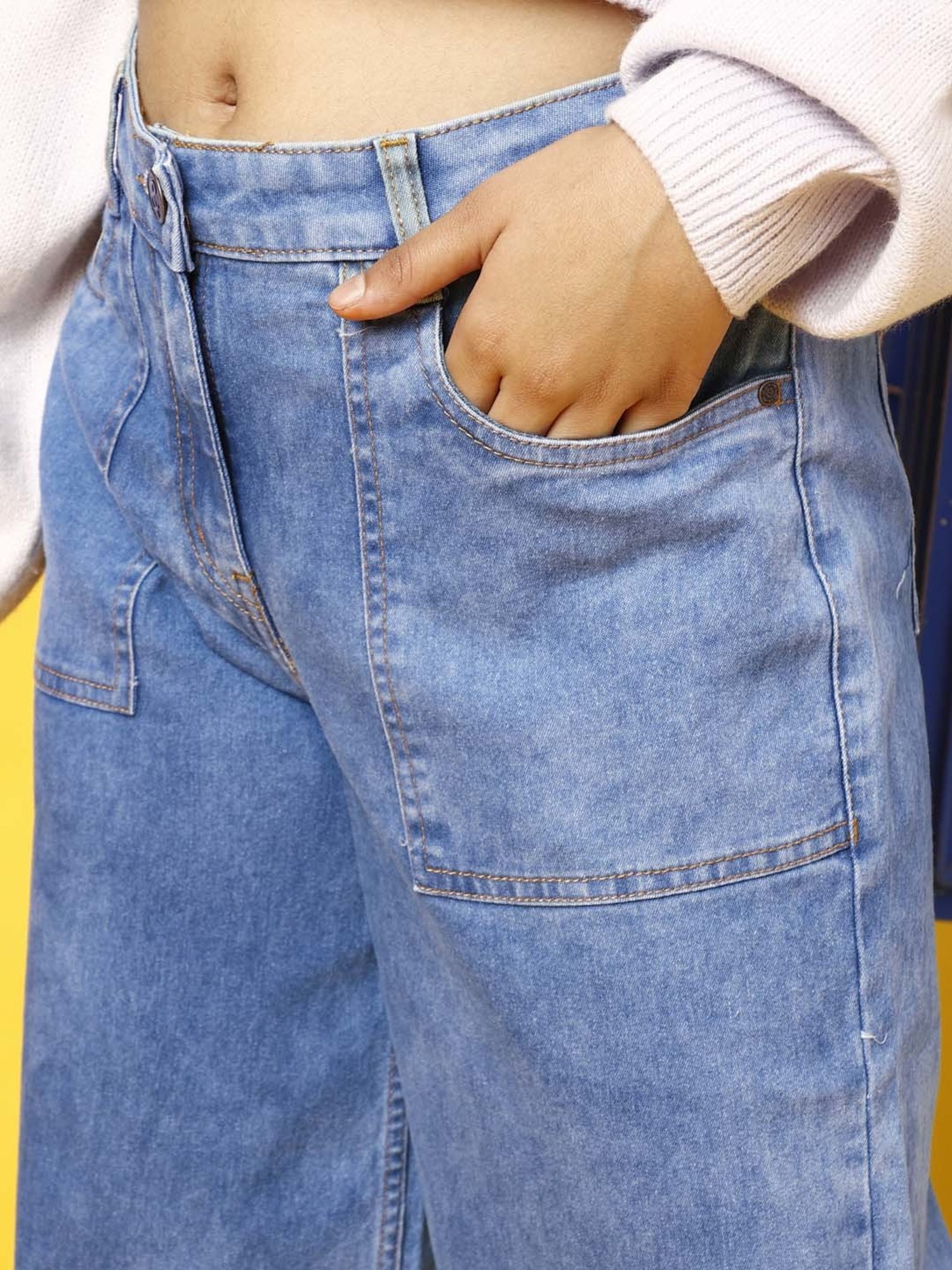 Tales & Stories Girls Blue Wide Fit Jeans