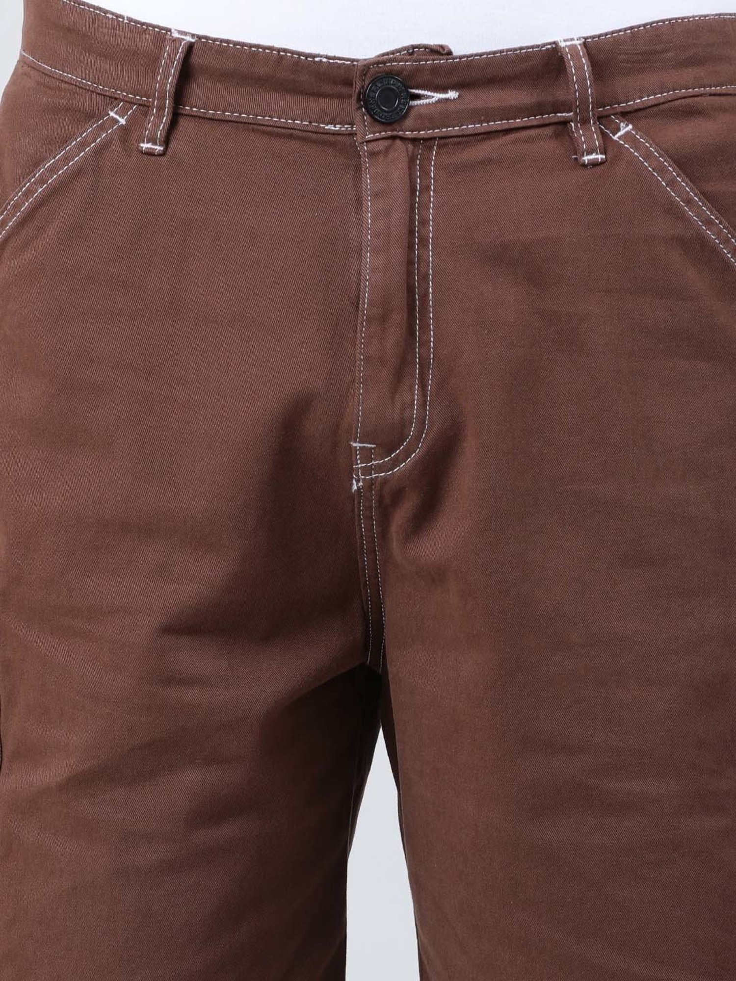 Bene Kleed Chocolate Brown Relaxed Fit Cotton Cargo Shorts