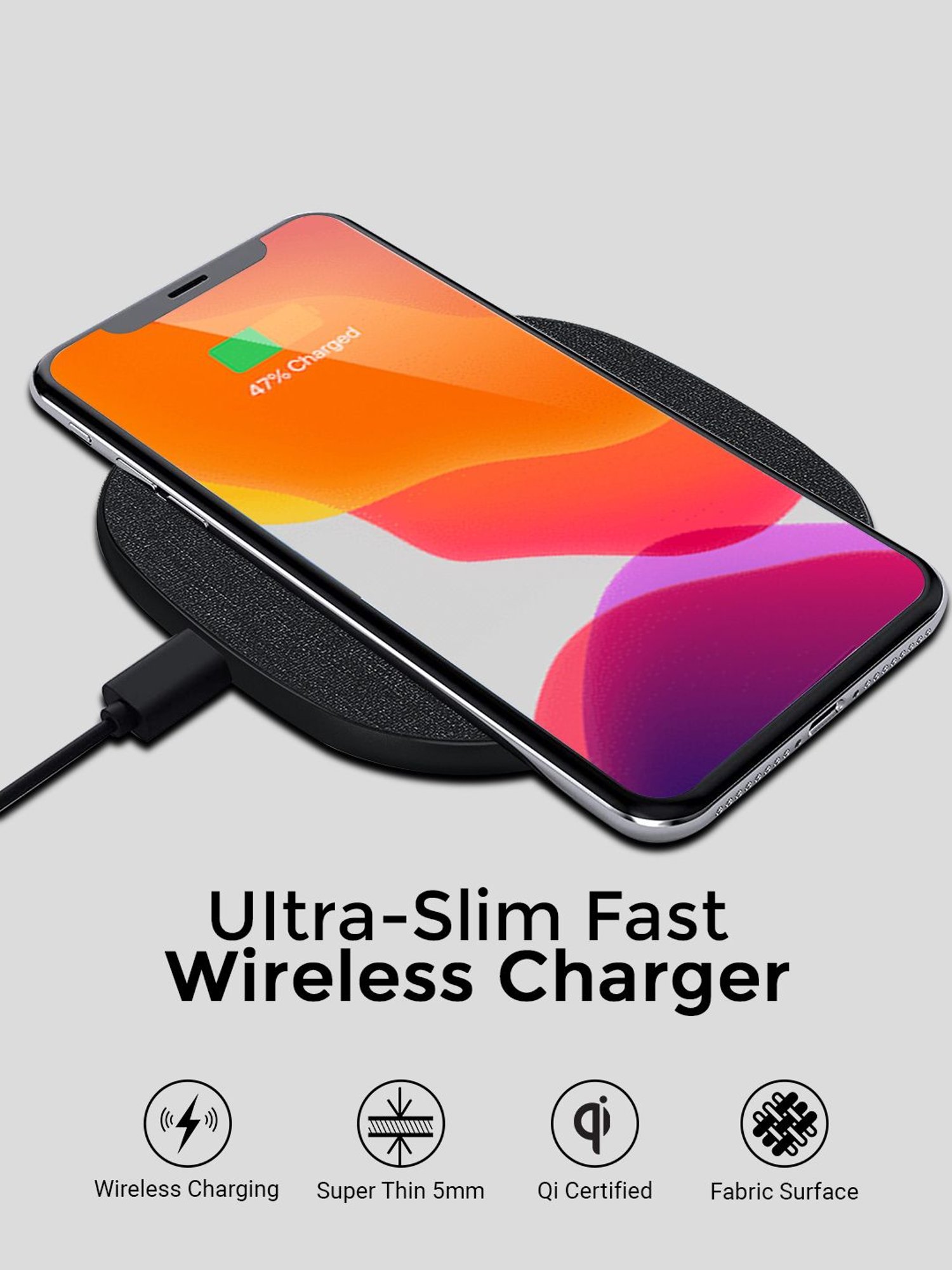 UNIGEN UNIPAD 10W Fast Wireless Charging Pad (Grey)