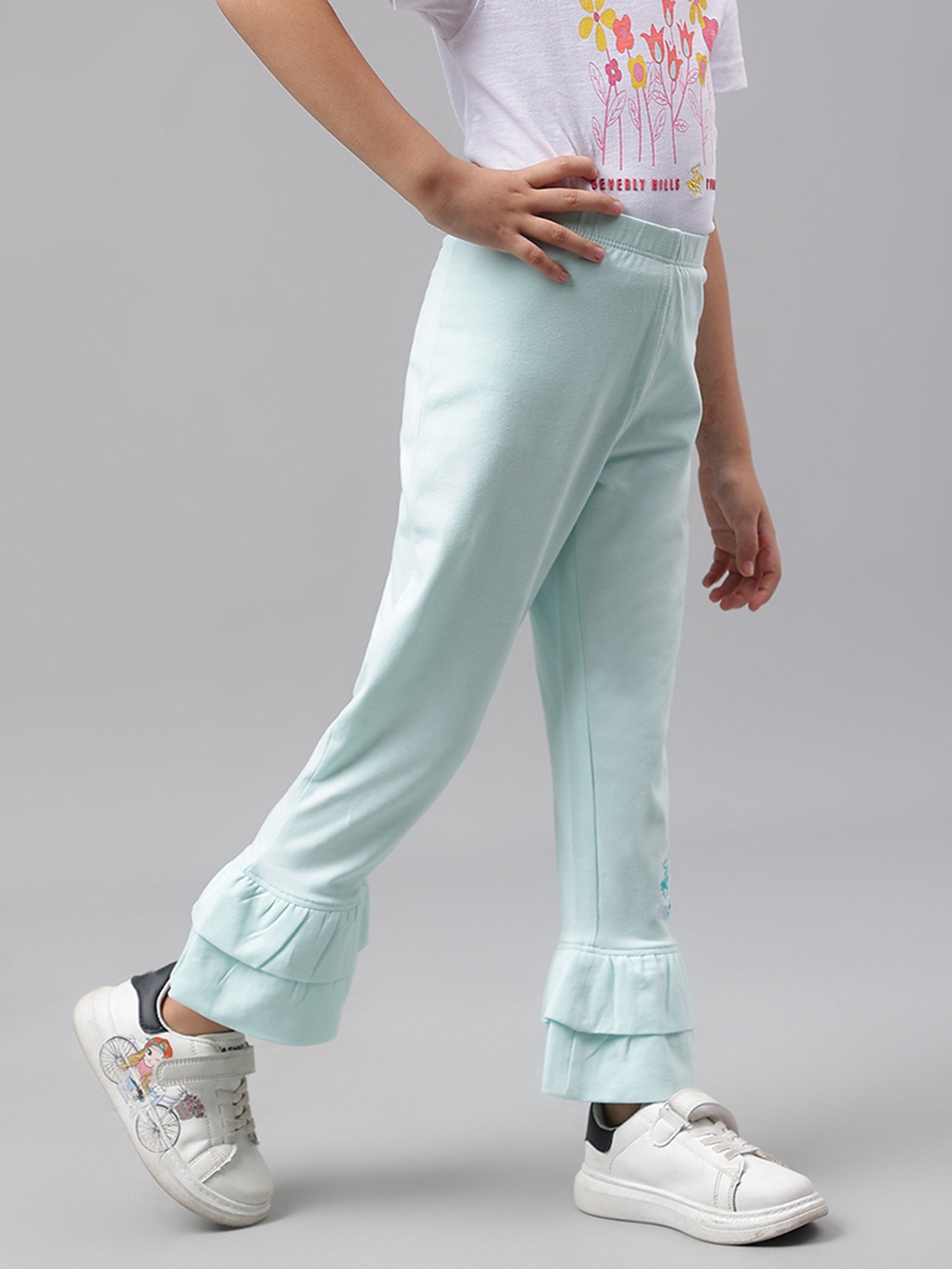 Beverly Hills Polo Club Girls Light Blue Solid Leggings
