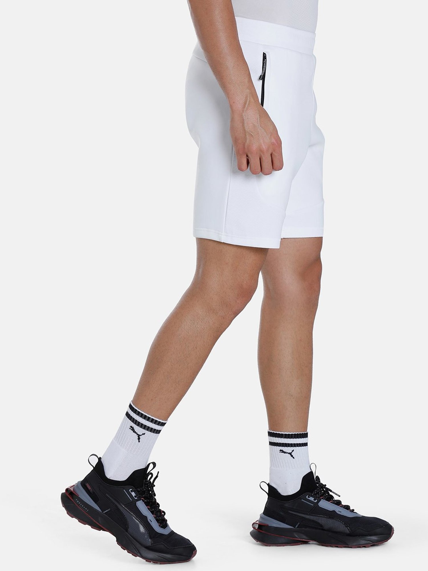 Puma White Cotton Regular Fit Shorts