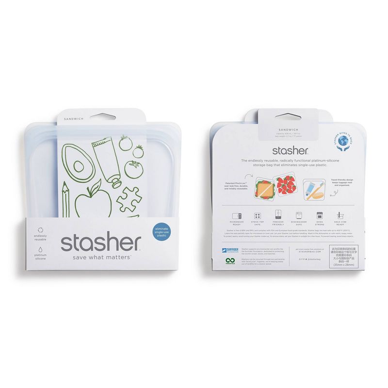 stasher Reusable Food Storage Sandwich Bag - Clear