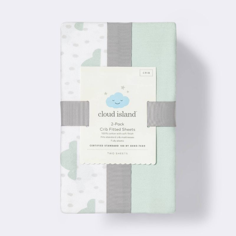 Fitted Crib Sheet - Cloud Island™ Clouds/Mint 2pk