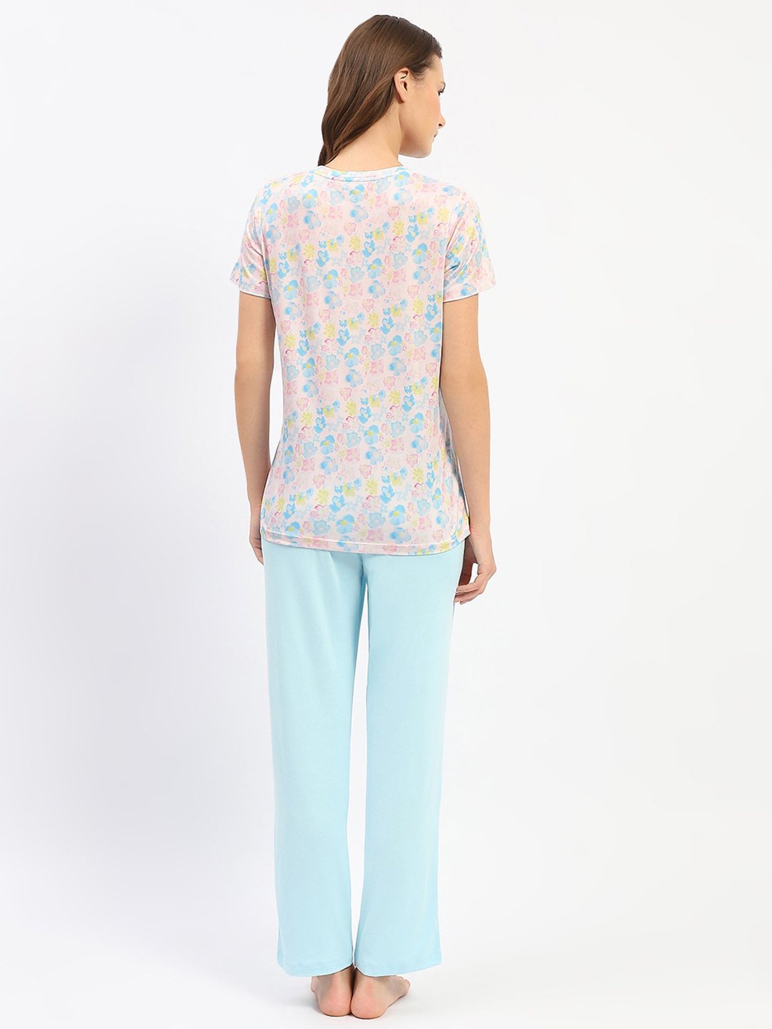 MADAME M Secret Aqua Printed T-Shirt With Pyjamas