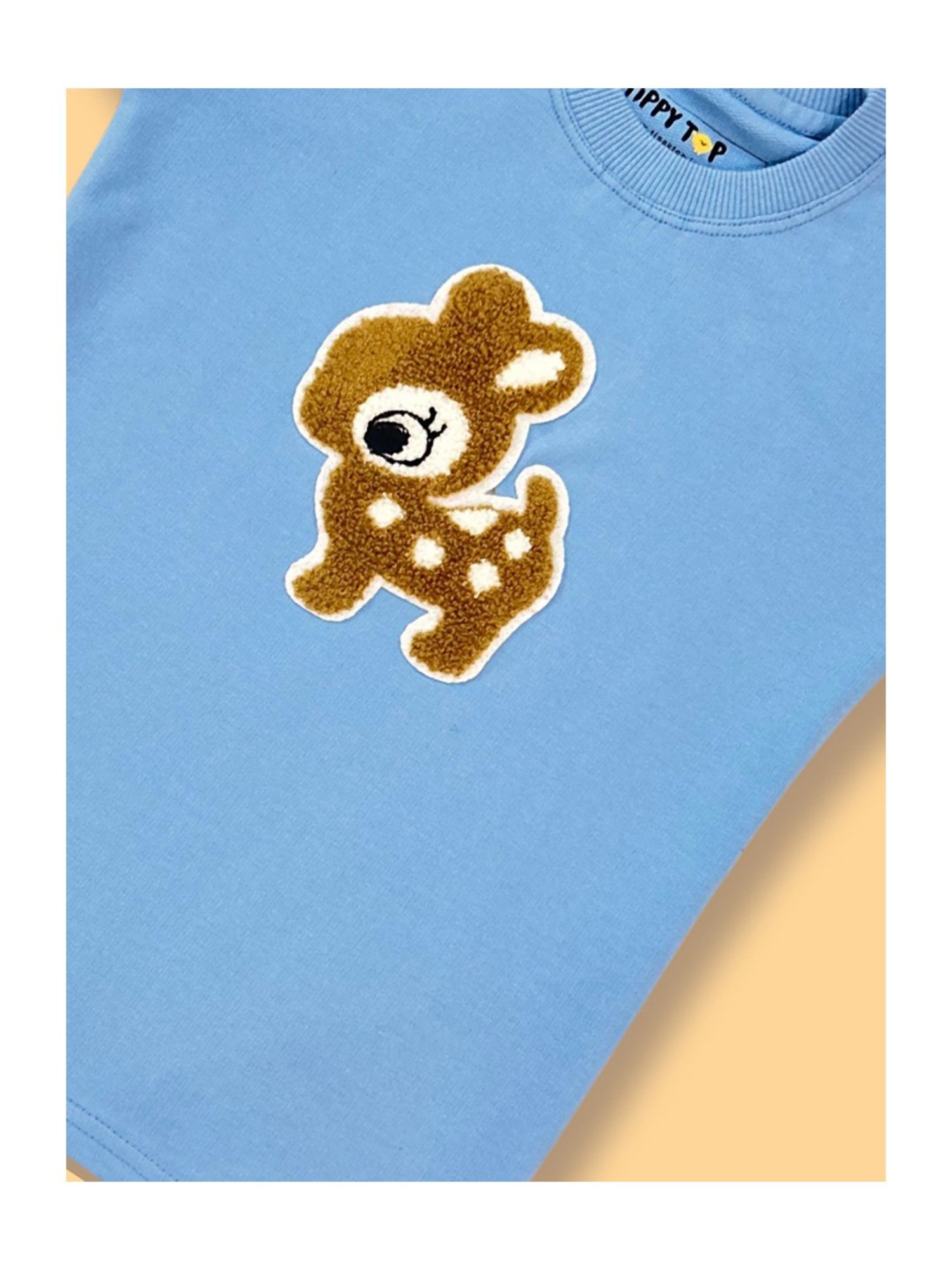 Tippy Top Kids Light Blue Self Design T-Shirt