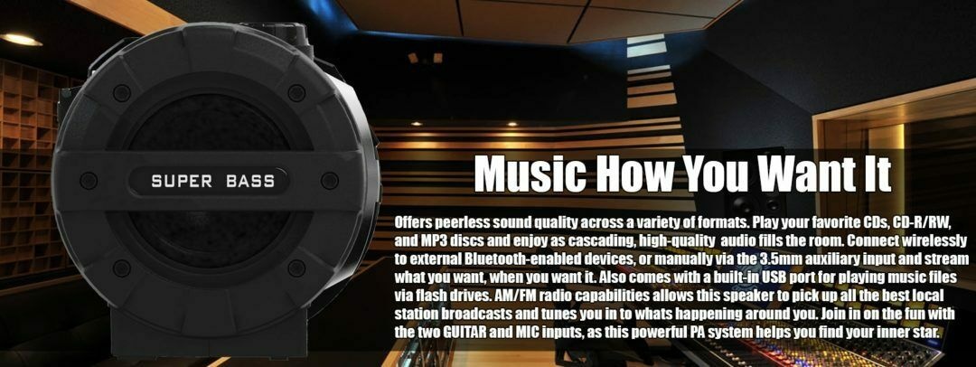 CD Player Boombox CDCDRCDRW Portable wBluetooth USB AMFM Radio Aux LineInput Headset Jack Foldable Carrying Handle and LED Light Phantom Black