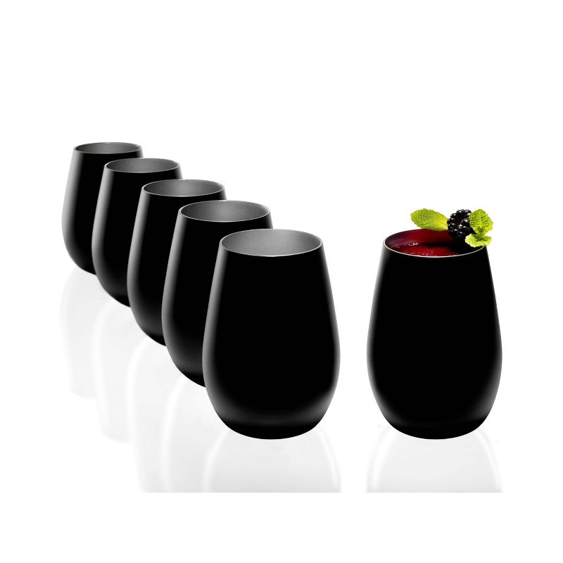16.5oz 6pk Glass Olympia Tumbler Drinkware Set Black/Silver - Stolzle Lausitz