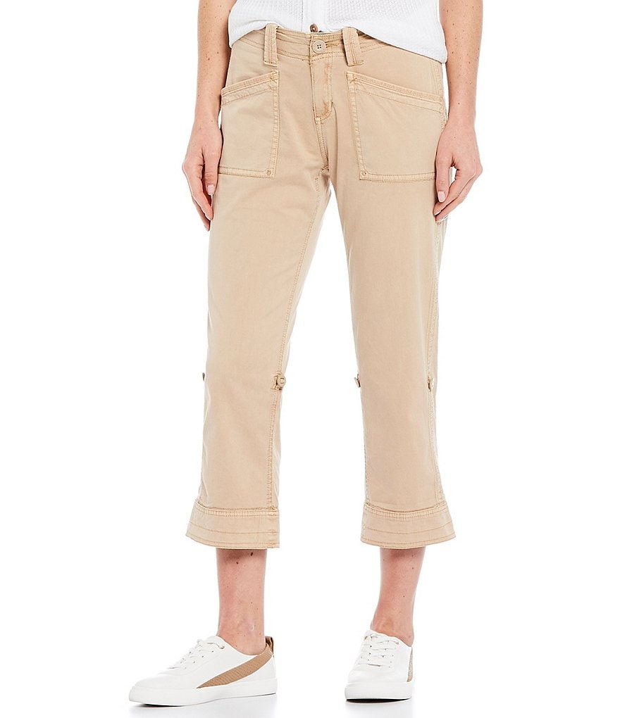 Aventura Arden V2 Organic Cotton Blend Bleached Twill Roll-Tab Capri Pant
