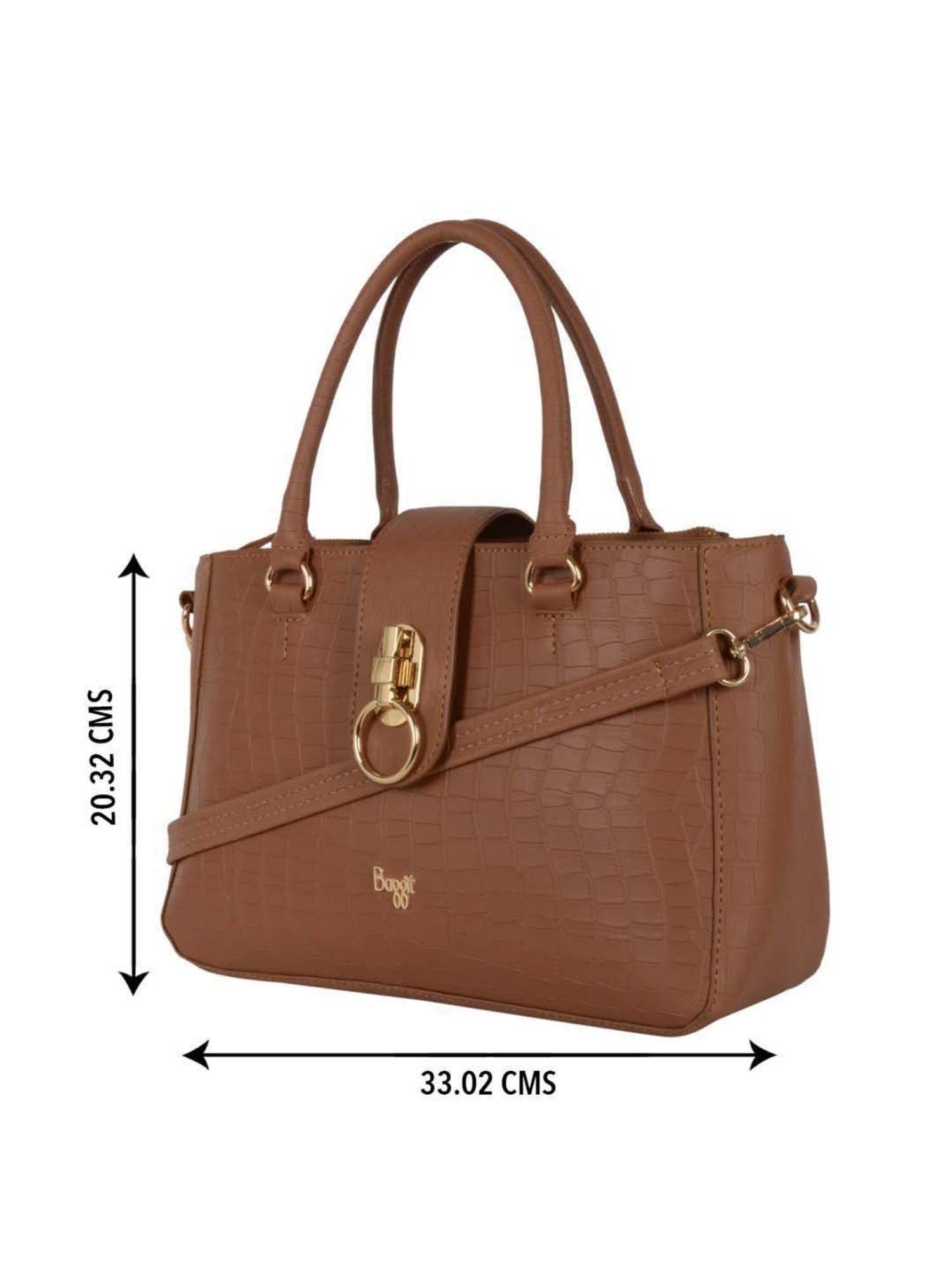 Baggit Tan Textured Medium Handbag