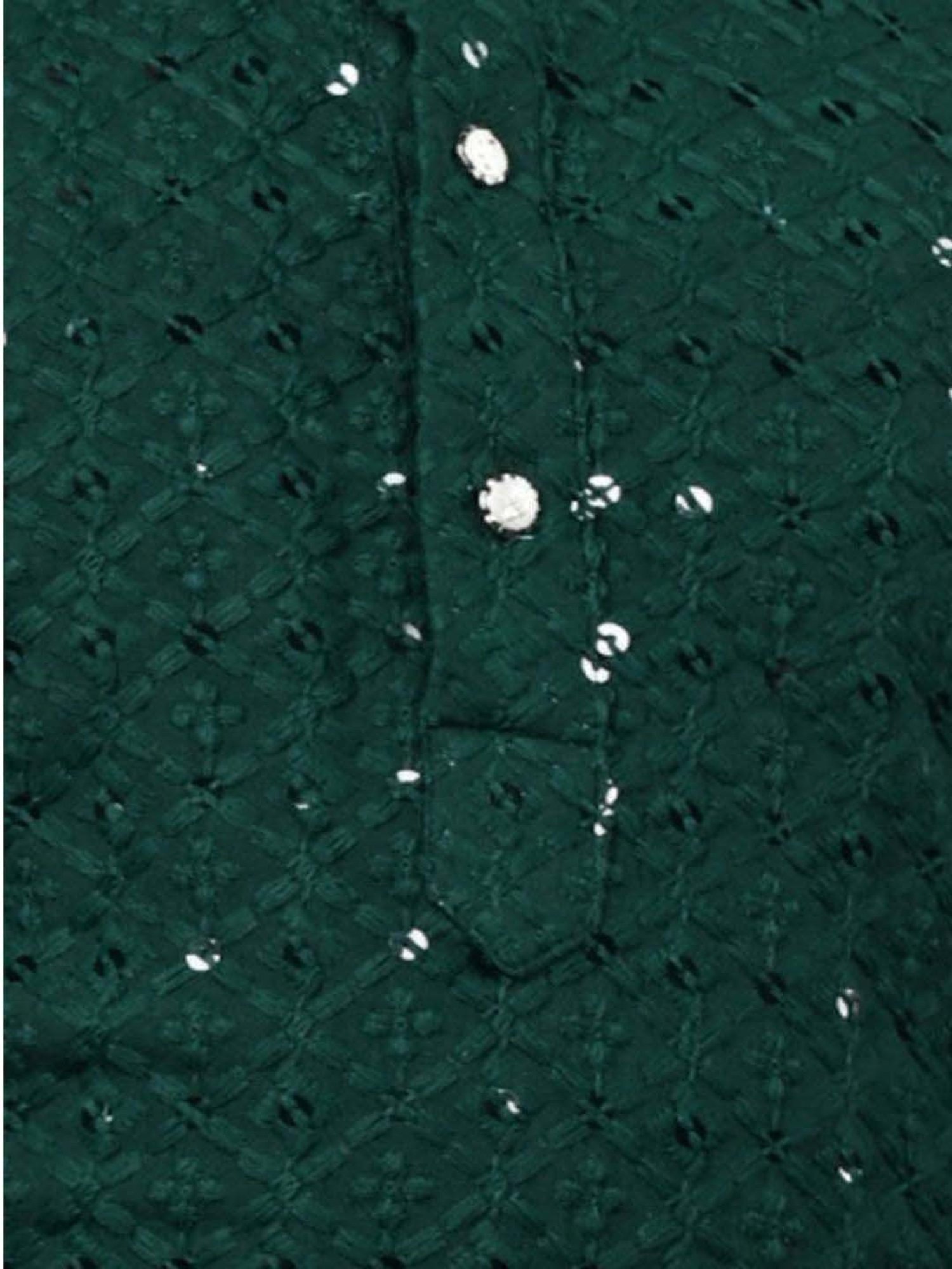 Ahhaaaa Kids Green Cotton Embellished Full Sleeves Kurta Set