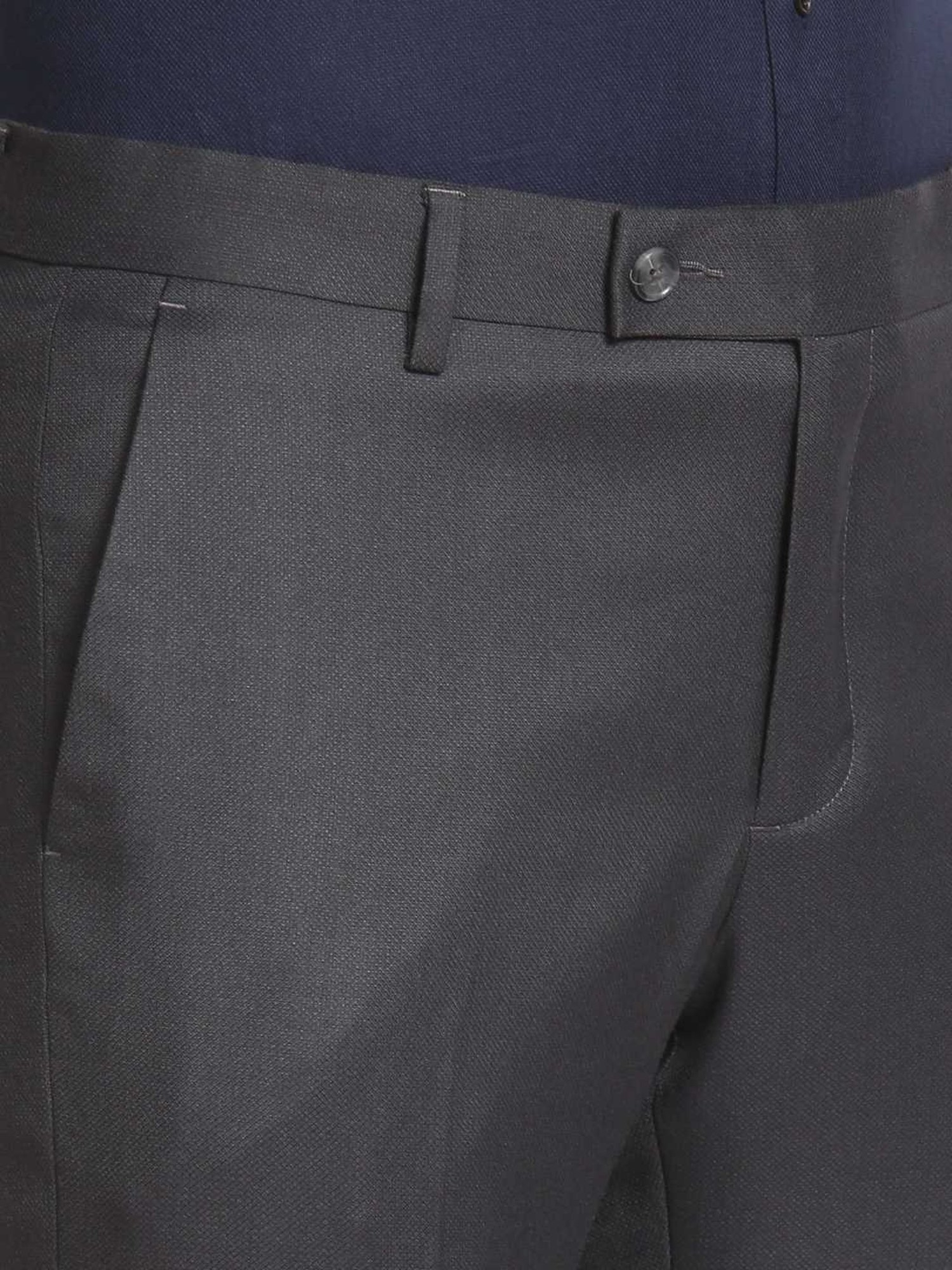 Arrow Grey Regular Fit Self Pattern Trousers