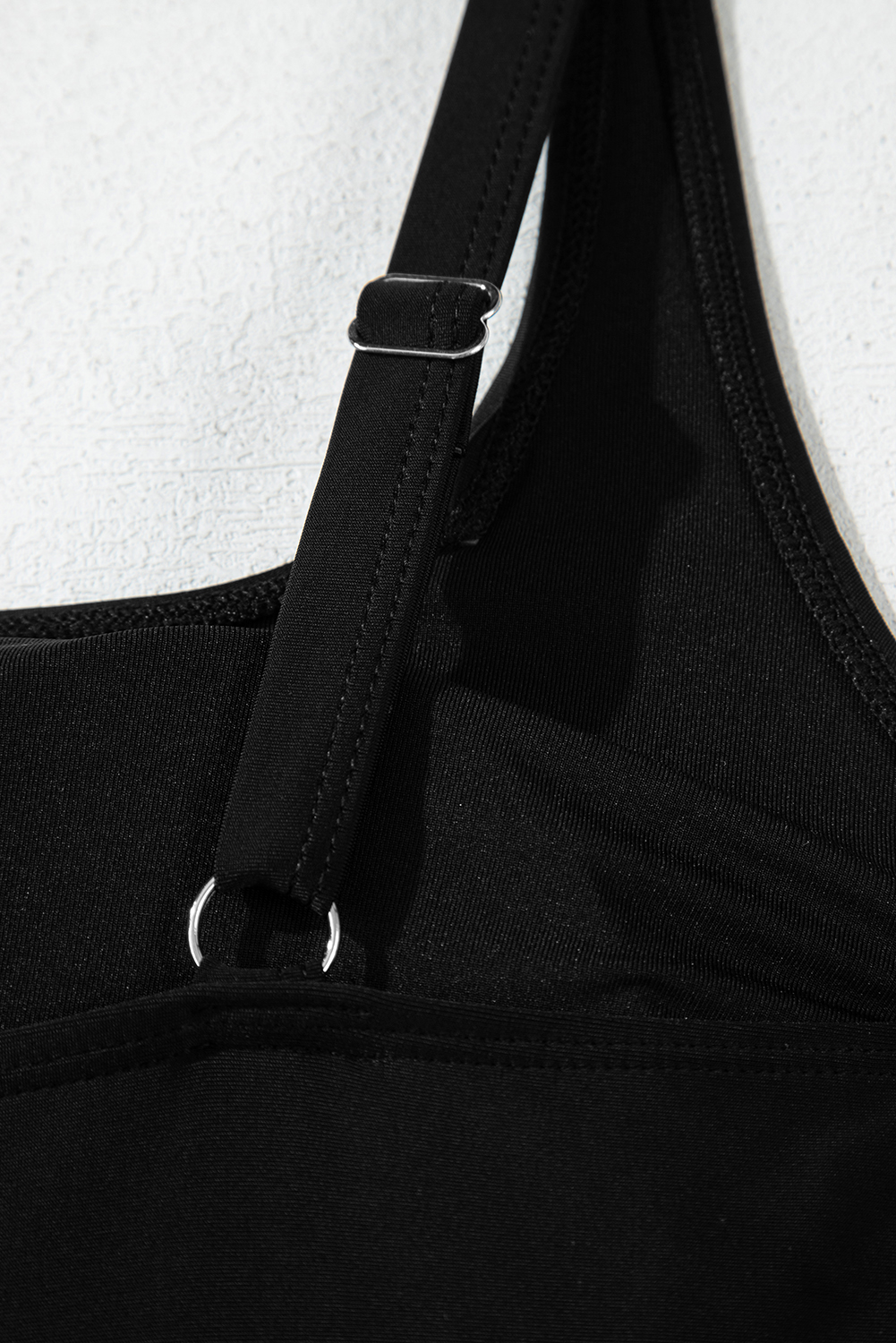 Black Plant Print Zip Front Half Sleeve One Piece Swimsuit