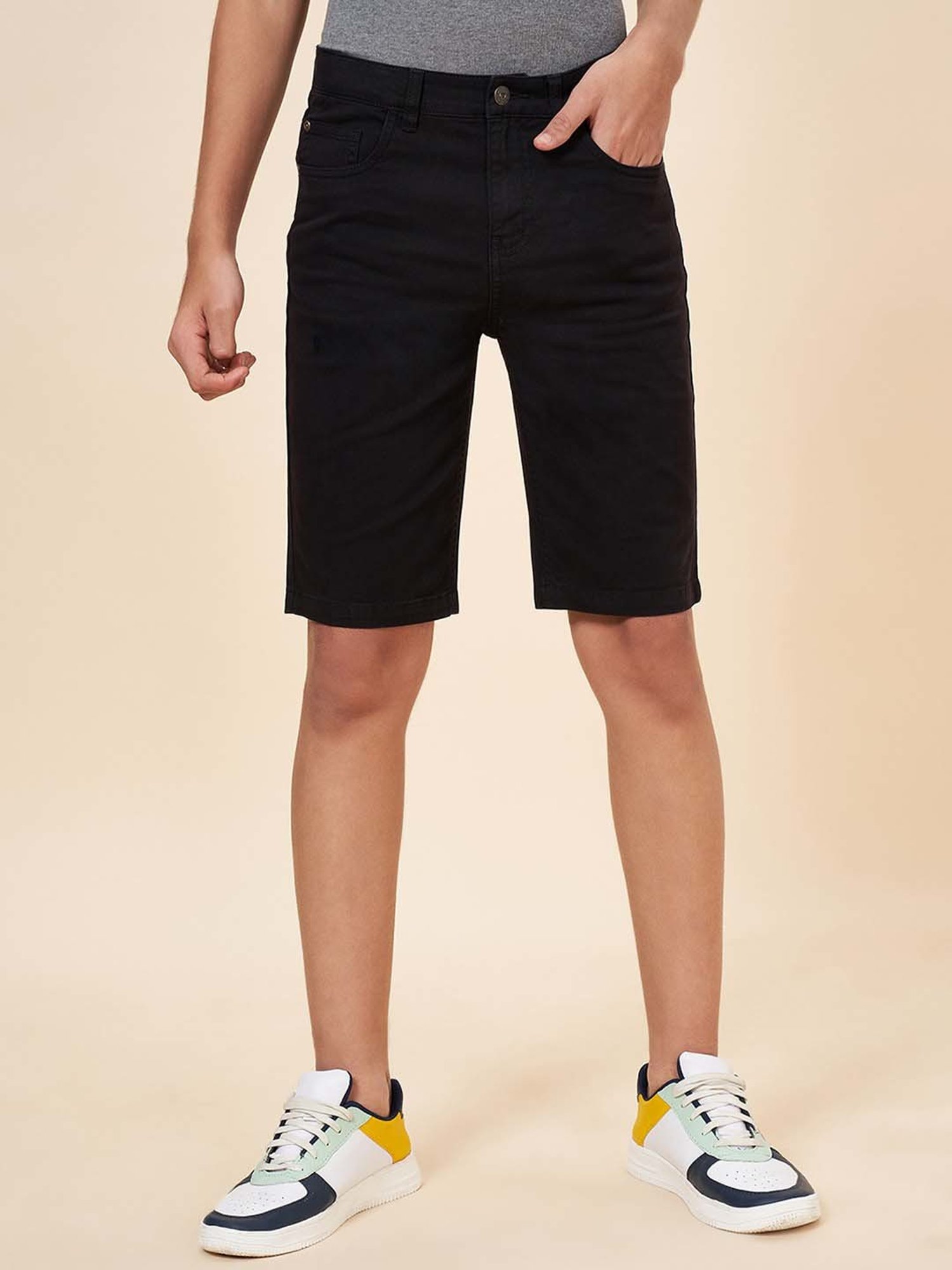 Coolsters by Pantaloons Kids Jet Black Cotton Regular Fit Shorts