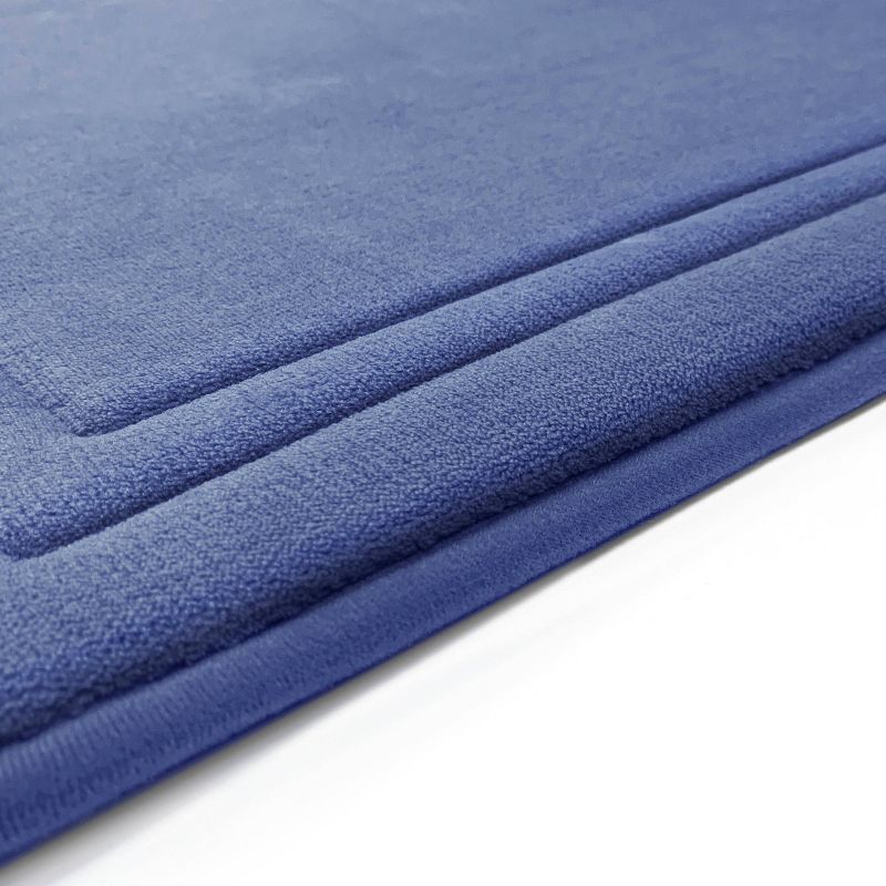 2pc Solid Memory Foam Shag Bath Mat Set Blue - Yorkshire Home
