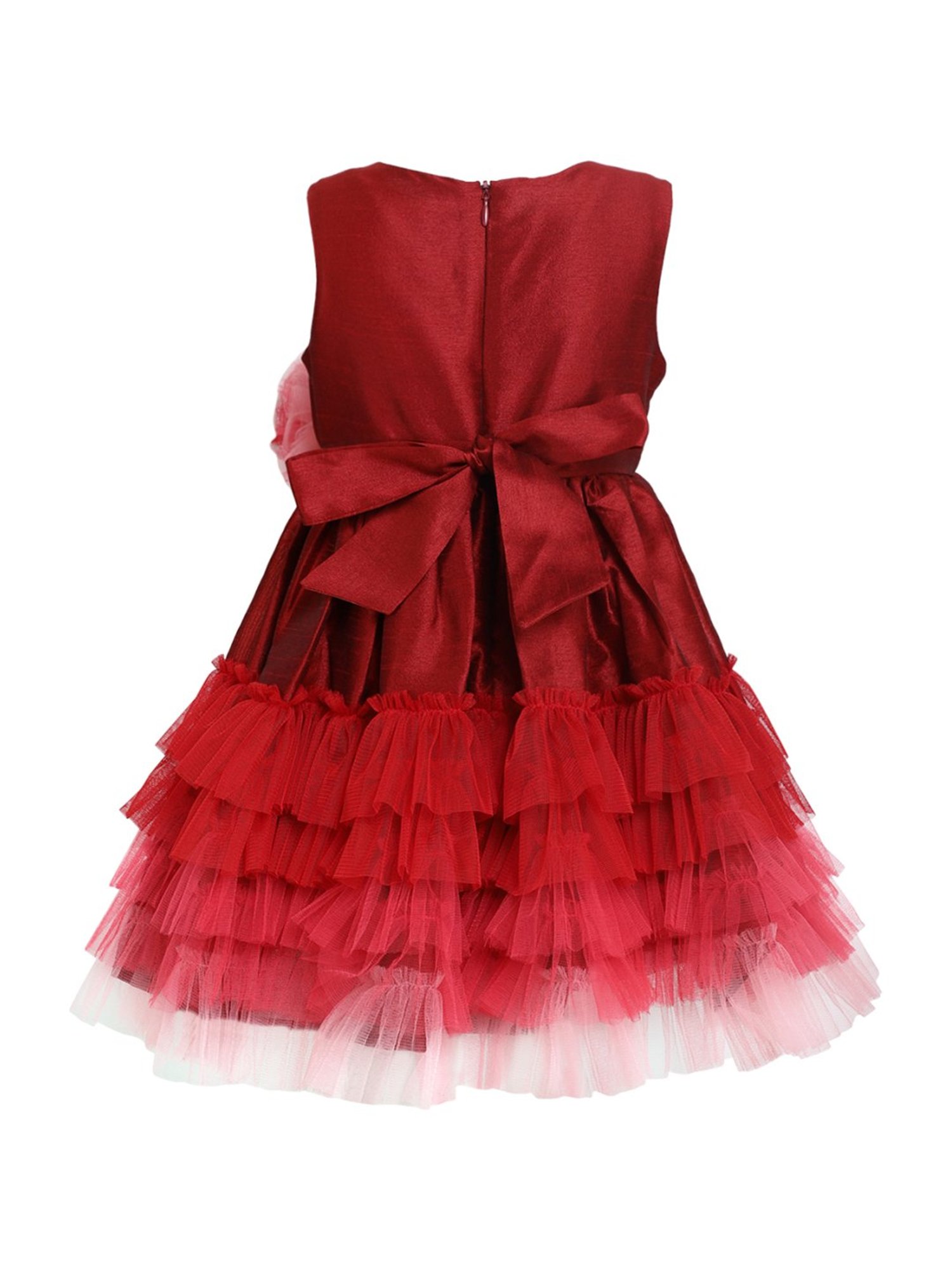 A Little Fable Kids Red Applique Party Dress