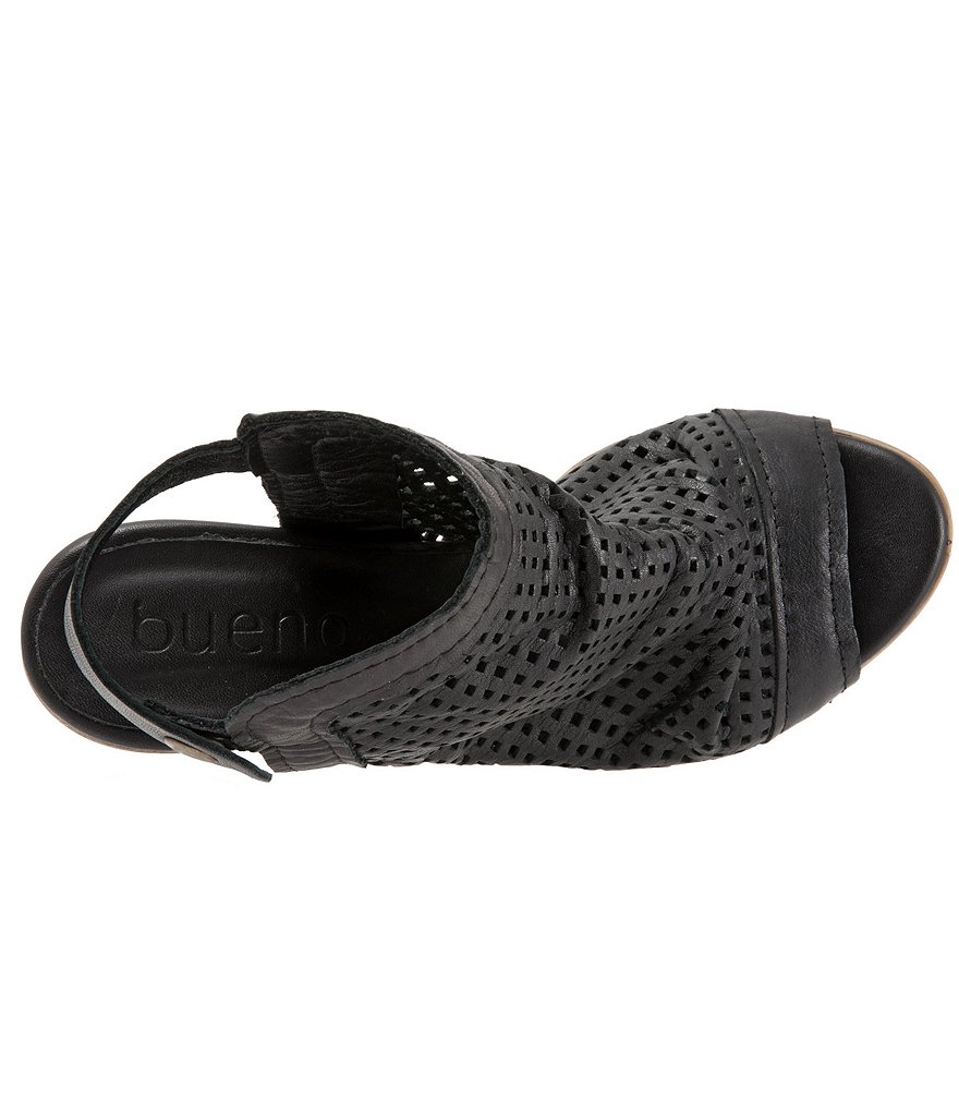 Bueno Udo Perforated Leather Slingback Block Heel Sandals