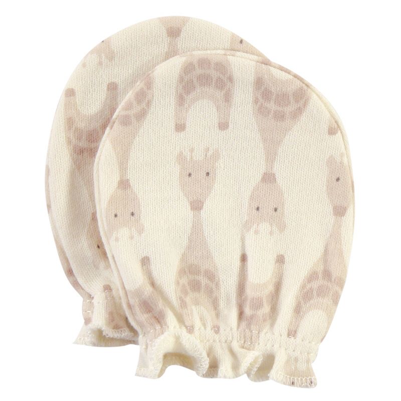 Hudson Baby Infant Unisex Cotton Scratch Mittens, Modern Giraffe, 0-6 Months