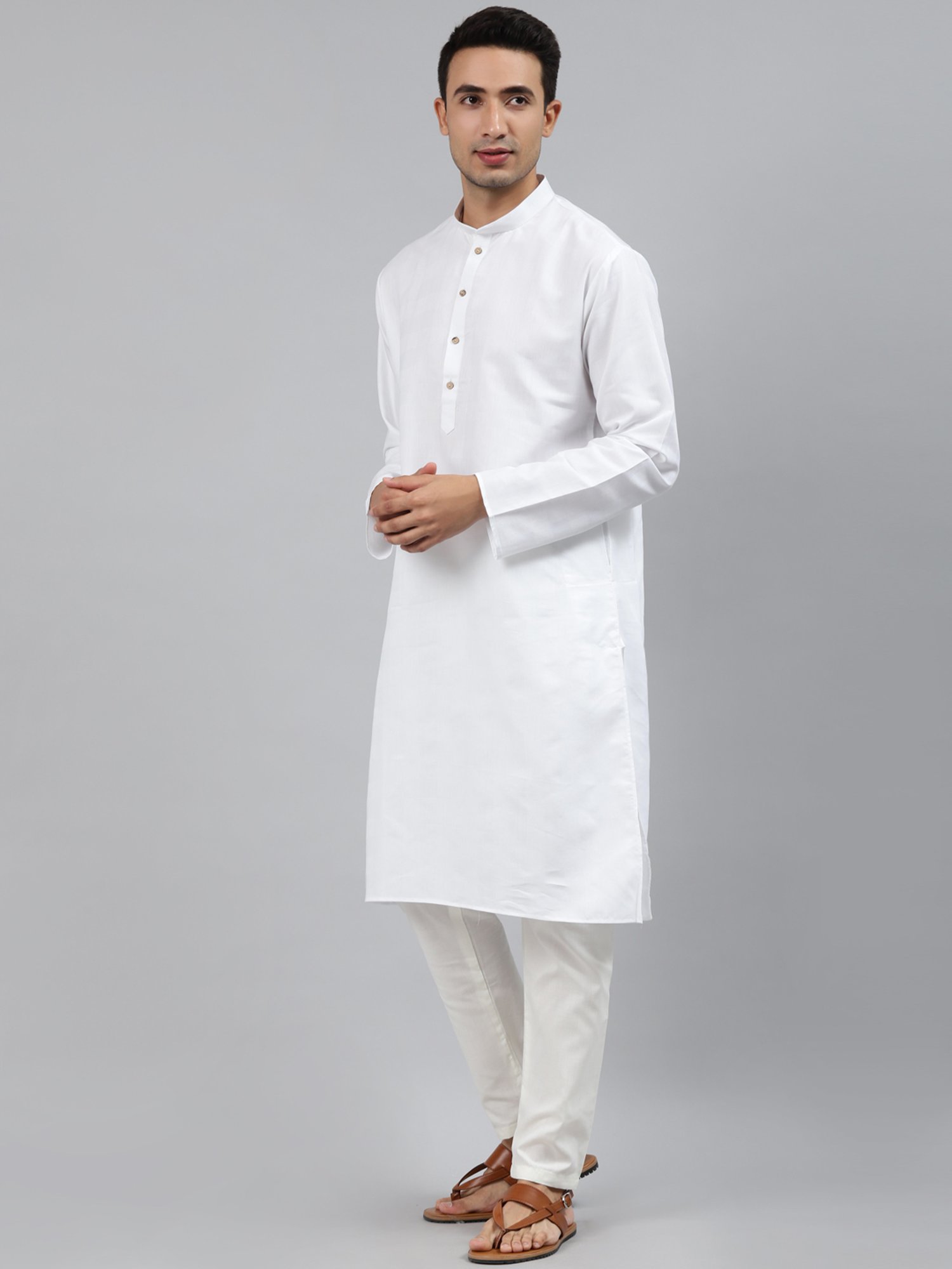 Vastramay White Cotton Straight Fit Embroidery Ethnic Suits