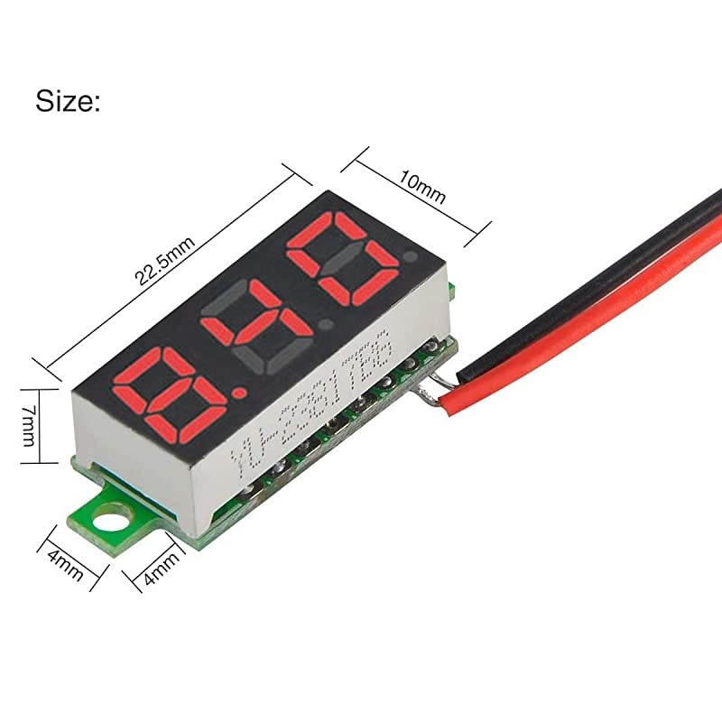 Mini DC Digital Voltmeter 028 Inch TwoWire 25V30V Mini LED Digital DC Voltmeter Display Voltage Tester Meter Red Color