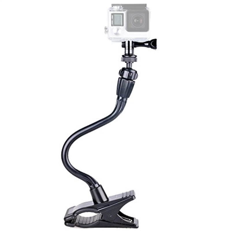 Smatree Ajustable Jaws Flex Clamp Mount 13.4" Gooseneck Extension for GoPro Hero Fusion/6/5/4/3+/3/2/1/Session / for Ricoh Theta S, M15/for Webcam C920/for Compact Cameras(1/4" thread)