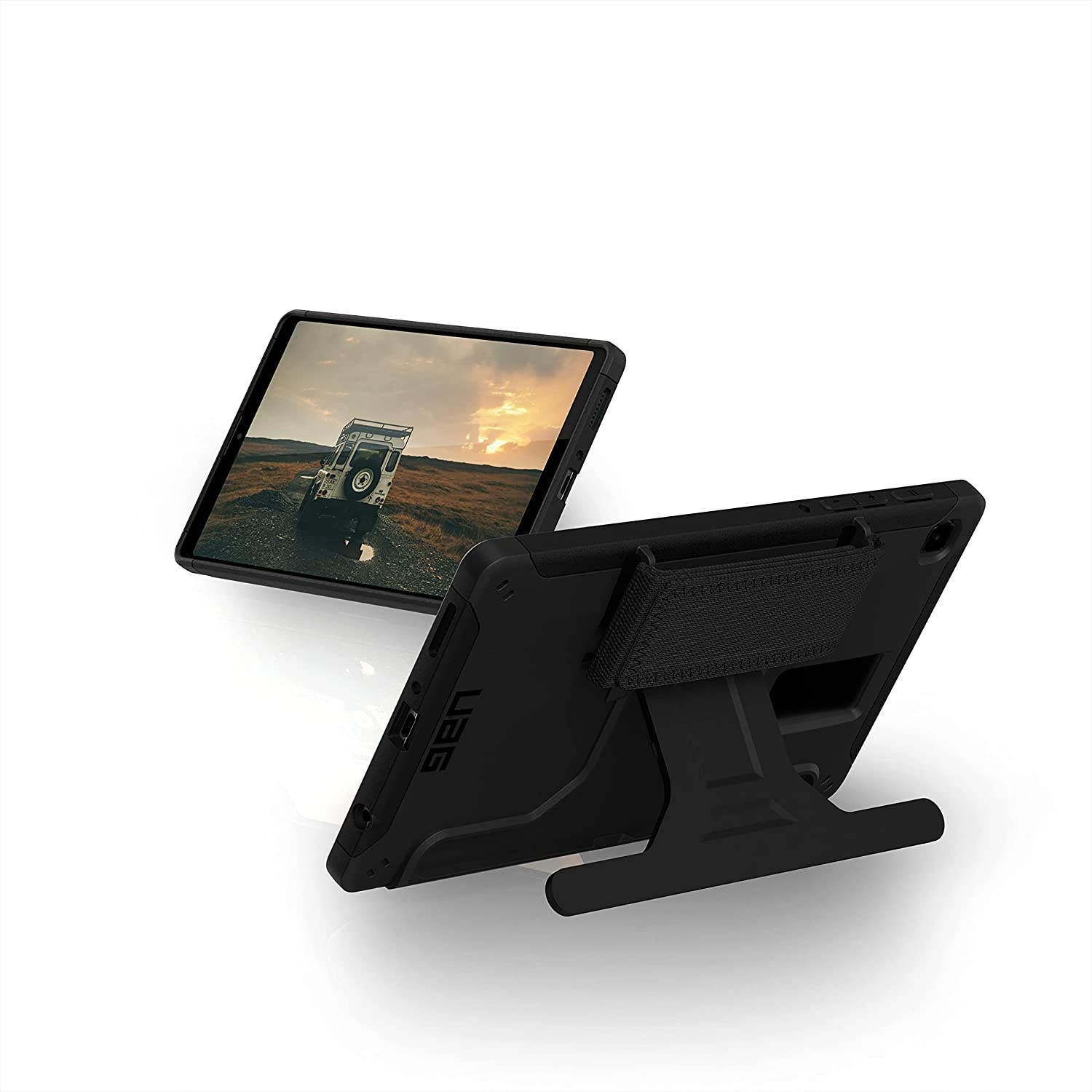 UAG Samsung Galaxy Tab A7 Lite (SM-T220) [8.7-inch Screen] Case Scout Rugged Featherlight Military Drop Tested Cover with Kickstand & Hand Strap, Black