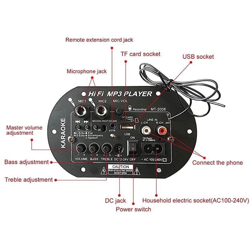 Car Subwoofer High Power HiFi Bass Bluetooth Amplifier Board Support FLAC APE WAV WMA MP3 Decoding DC 12V 24V AC100V240V