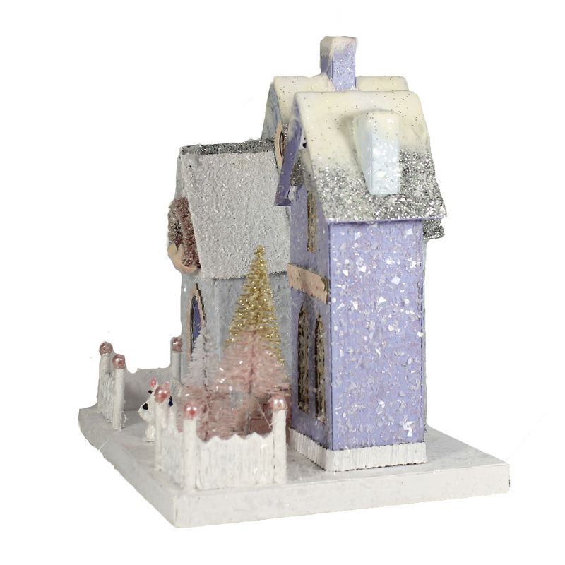 Christmas 9.5" Blue Bungalow Village Light Up Putz Retro Dog  -  Decorative Figurines