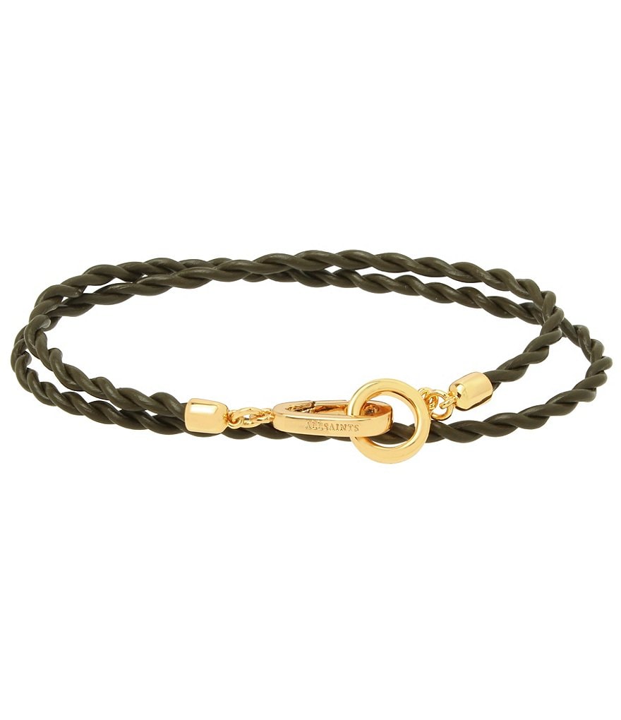 AllSaints Woven Leather Double Wrap Bracelet