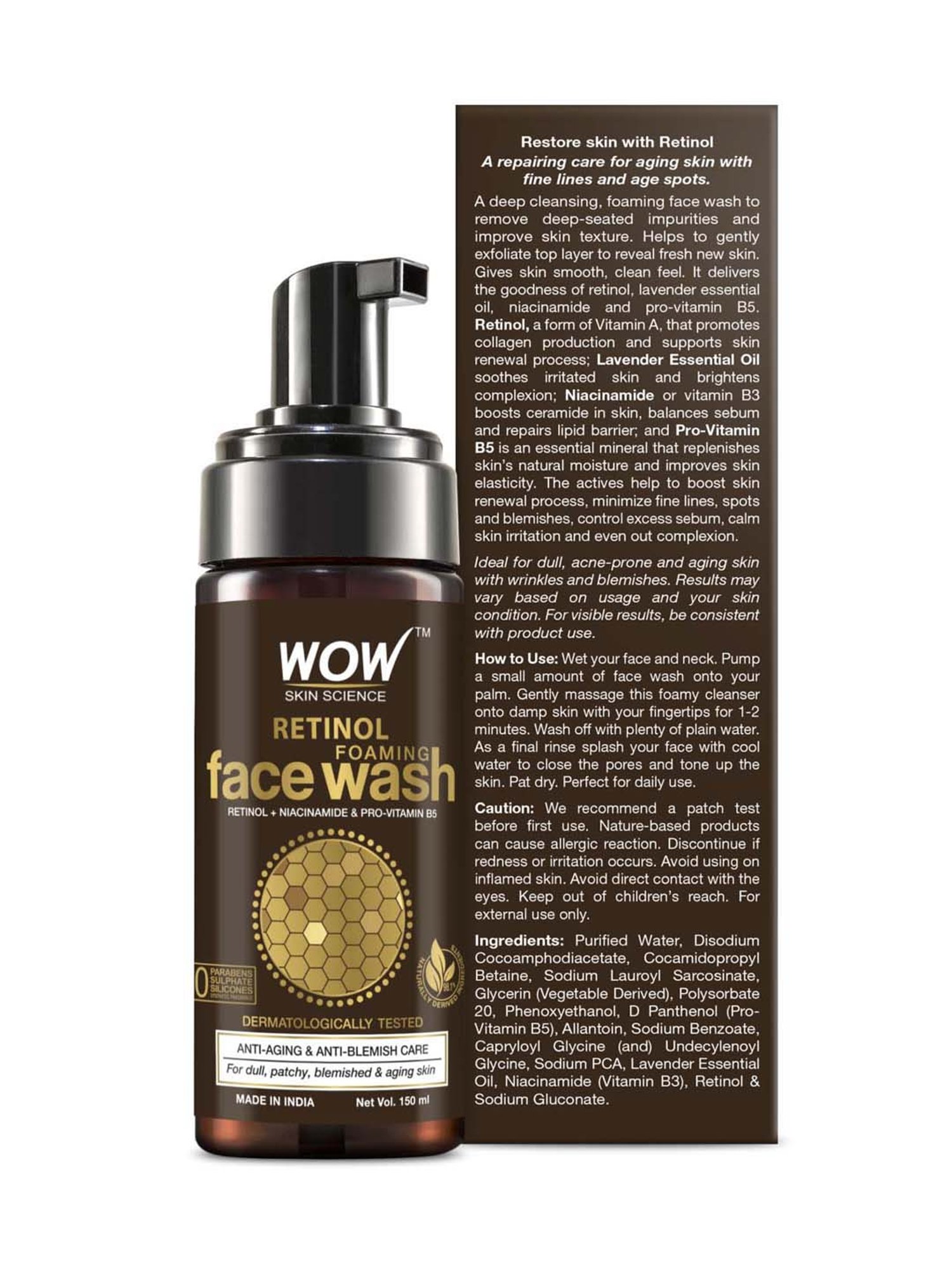 WOW Skin Science Retinol Foaming Face Wash - 150 ml