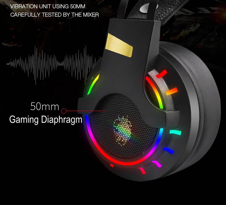 UKCOCO Gaming Headset Wired Headphones with Microphone, Enhanced 7.1 Surround Sound and USB Single Plug