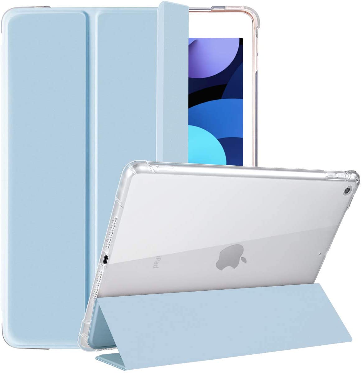 Mazepoly Compatible for Apple iPad 10.2 inch 8th/7th Generation 2020/2019 Case with Apple Pencil Holder, Slim Soft Silicone Smart Trifold Stand Protective Cover Case (Dark Green)