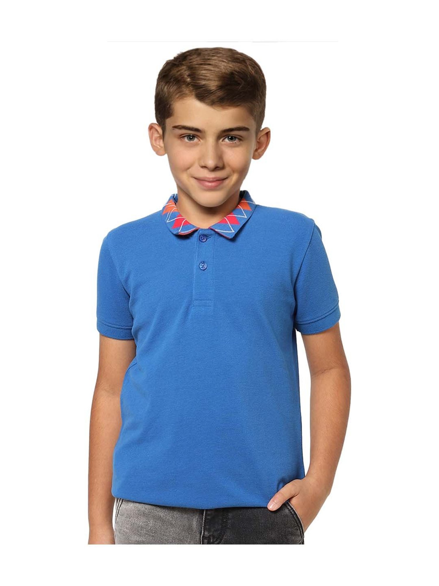 Jack & Jones Junior Boys Boys Blue Cotton Regular Polo T-Shirt