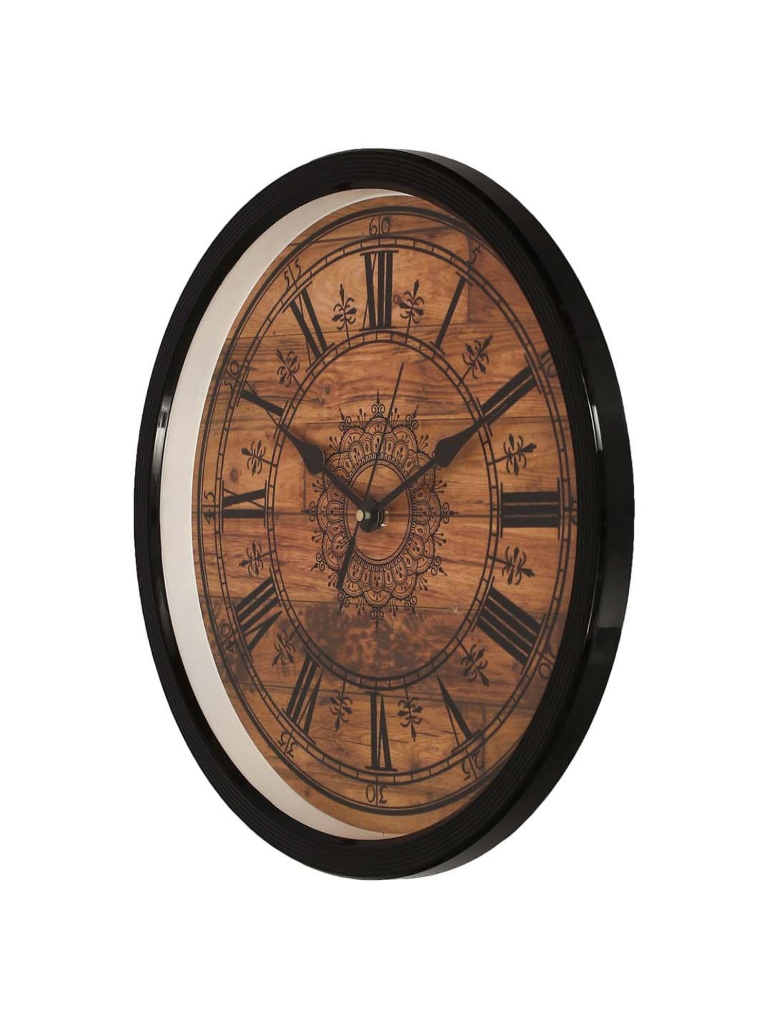 eCraftIndia Designer Round Analog Black Wall Clock