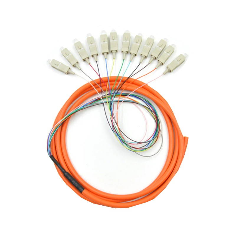 SC 12 cores Simplex mode fanout fiber pigtail SC Connector multimode 1.5M Bundle fiber optic Pigtails