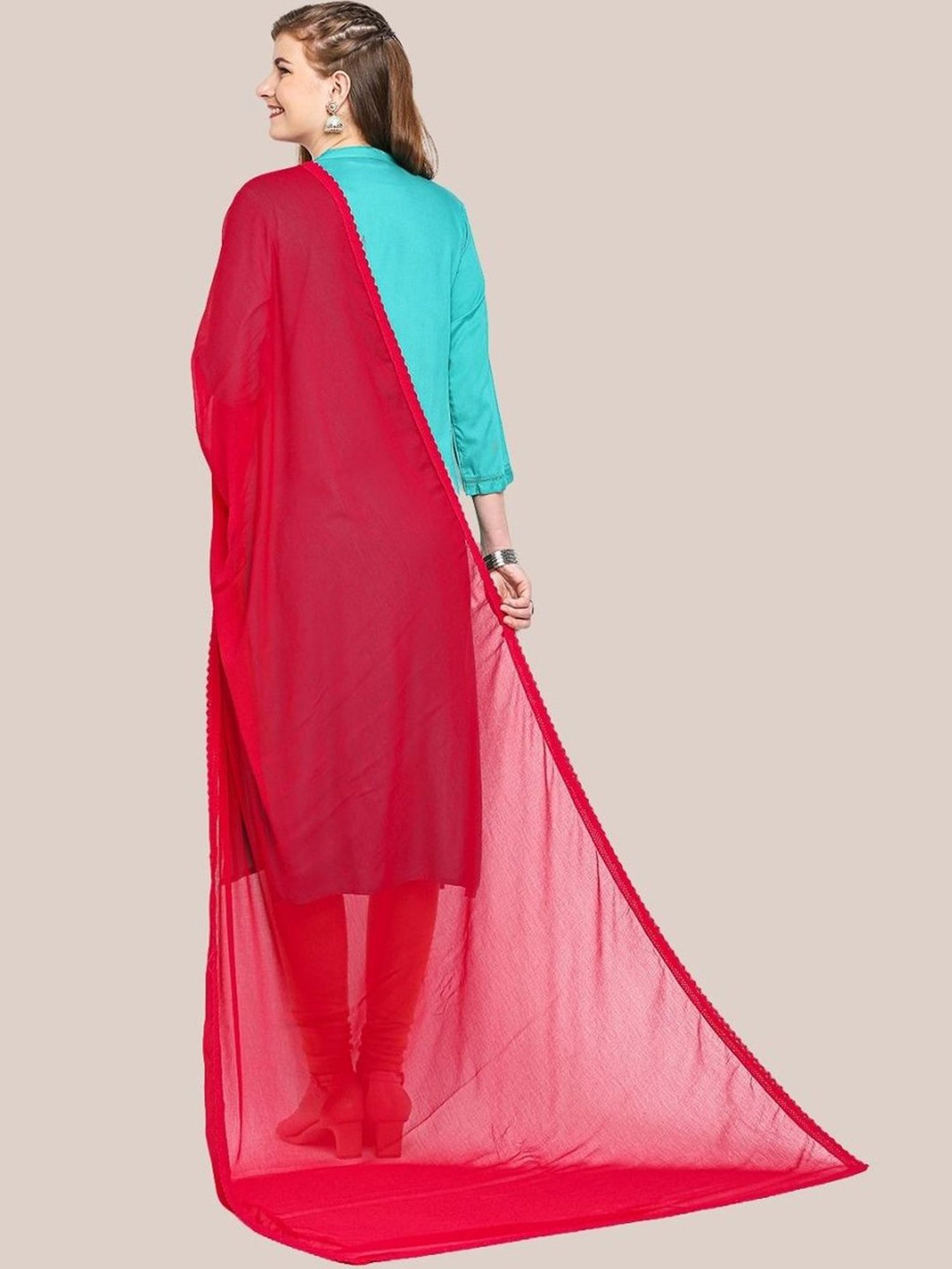 Stylum Red Plain Dupatta