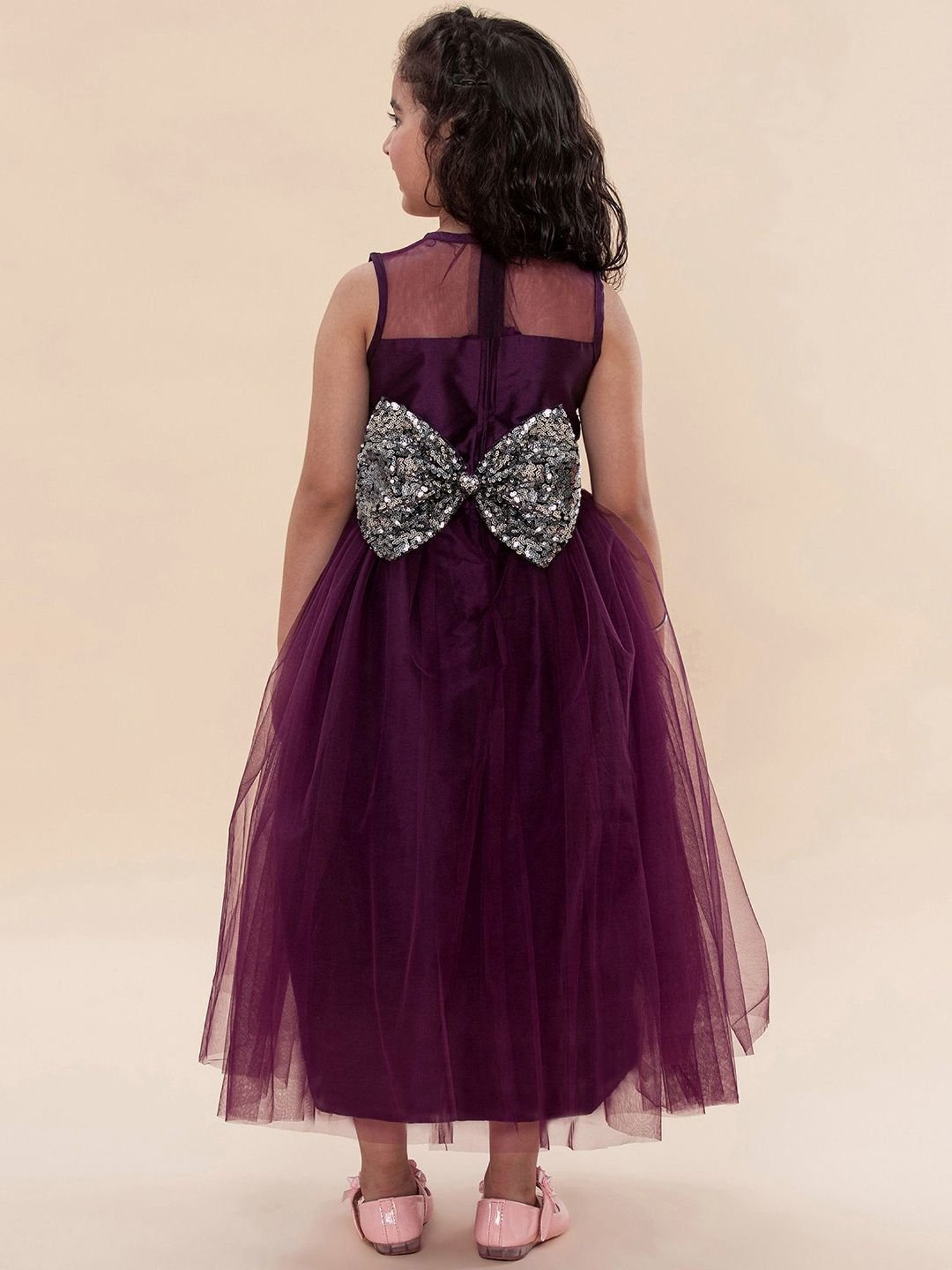 A.T.U.N. Kids Purple & Silver Embellished Gown