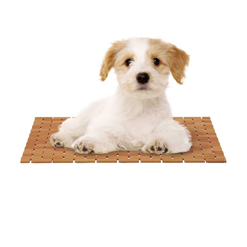 Bamboo Eco Friendly Natural Wooden Non-Slip Roll Up Lattice Design Bath Mat Brown - Hastings Home