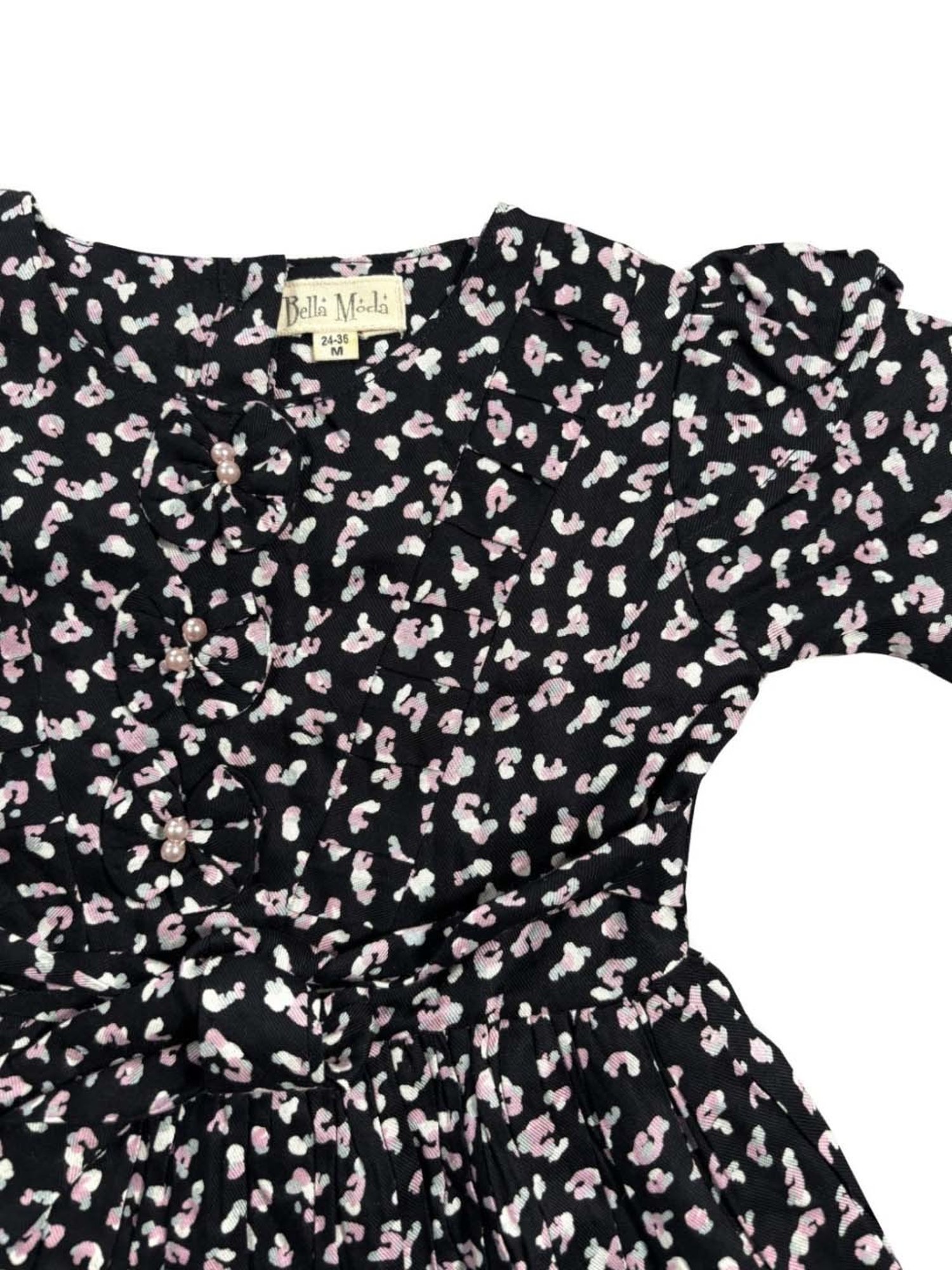 Bella Moda Kids Black Cotton Printed Dress