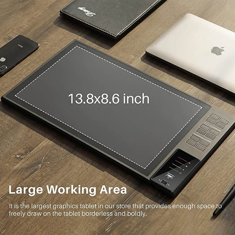 WH1409 Wireless Graphics Pen Drawing Tablet with 12 Express Keys and 8192 Pressure Sensitivity