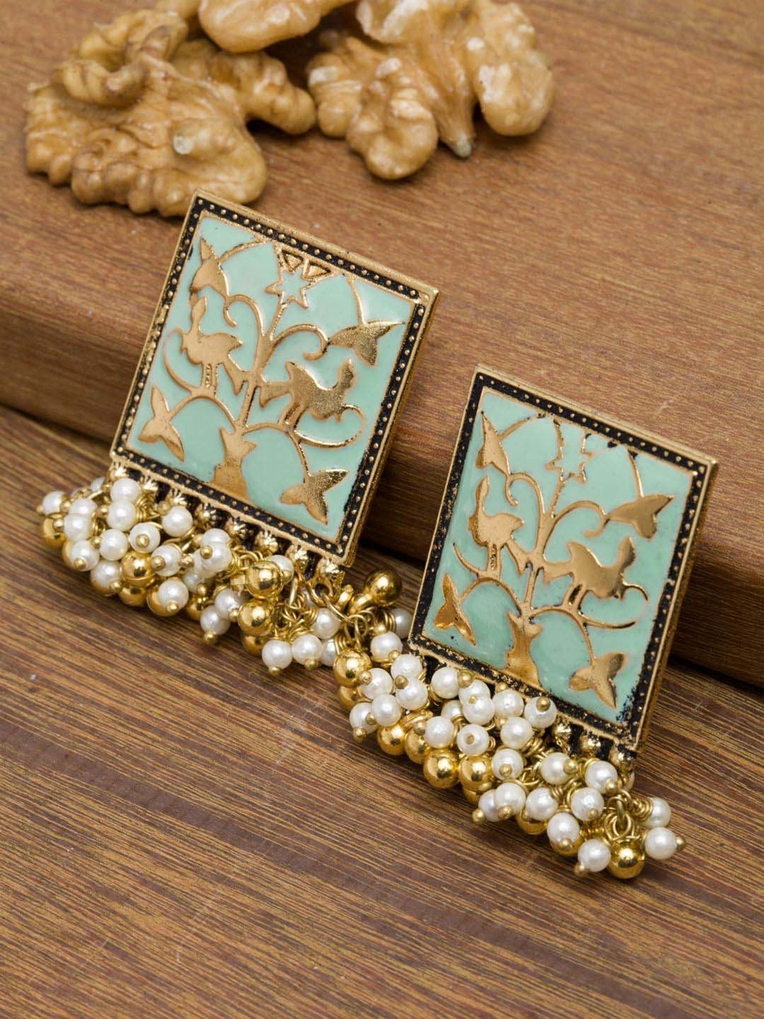 Panash Oxidized Silver-Plated Floral Shape Stud Earrings