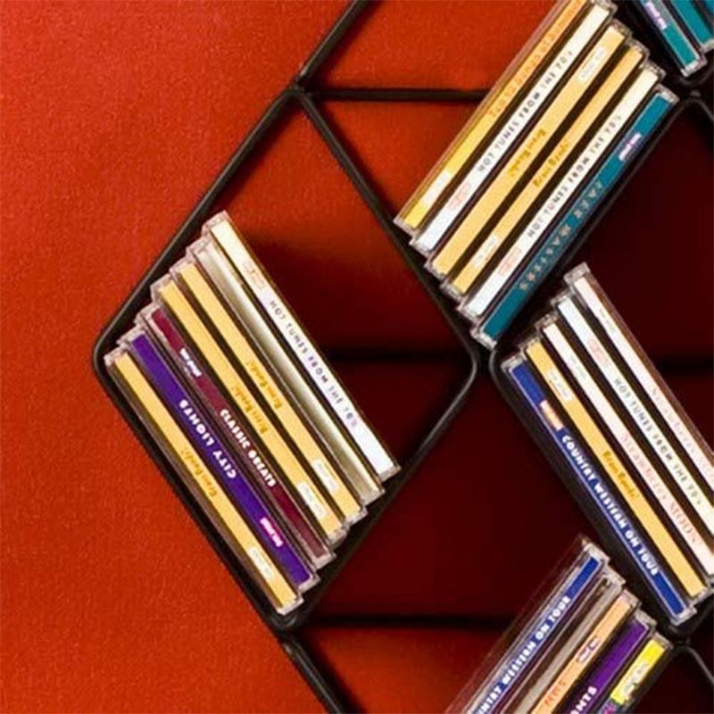 SEI Furniture Contemporary Modern Steel Wire Wall Mount CD Rack Storage Shelving Unit with Geometric Diamond Design for up to 108 CDs, Black