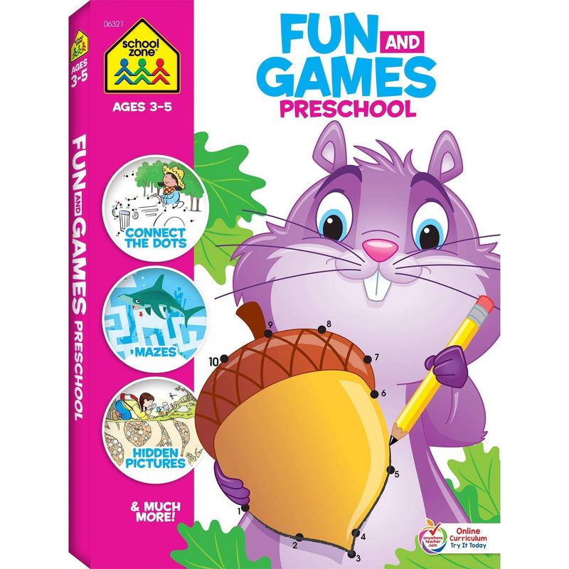 School Zone Fun and Games Preschool Activity Workbook - (Paperback)