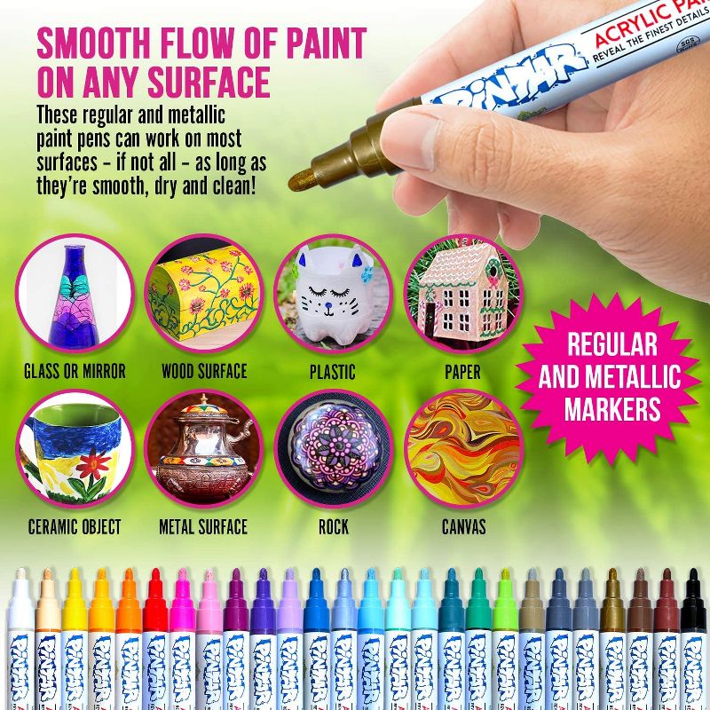 Pintar Art Supply 16 Pack Acrylic Premium Pastel Paint Pens Medium Tip 5.0mm