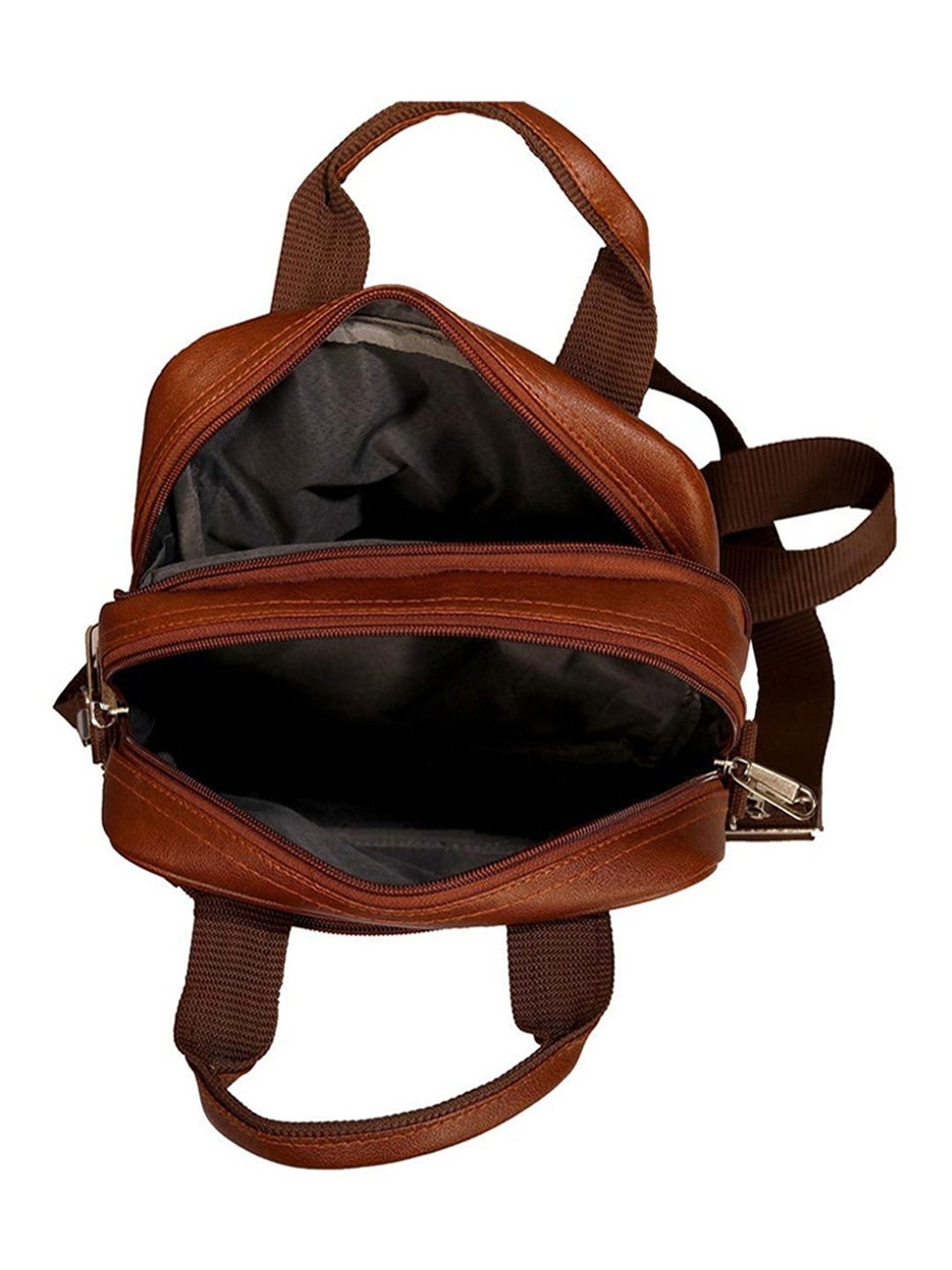 Leather World Tan Solid Medium Crossbody Bag